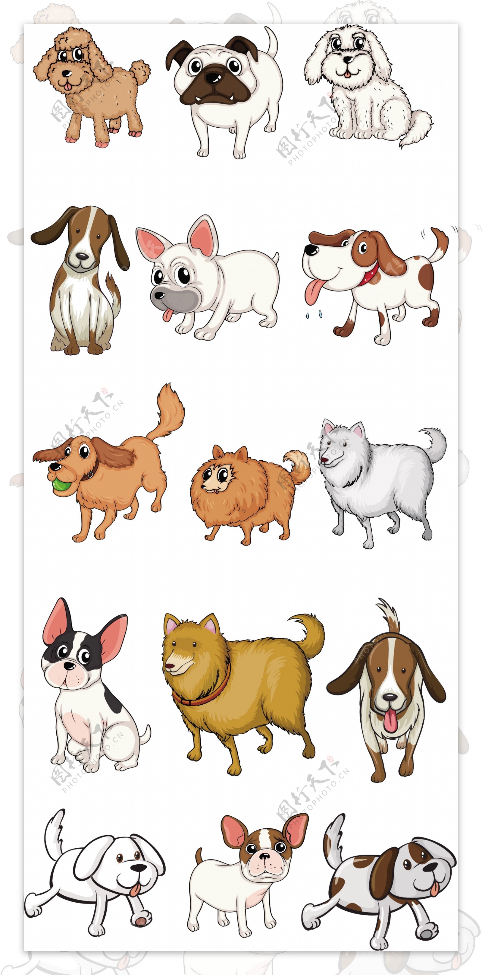 可爱生肖创意插画手绘小狗元素卡通狗