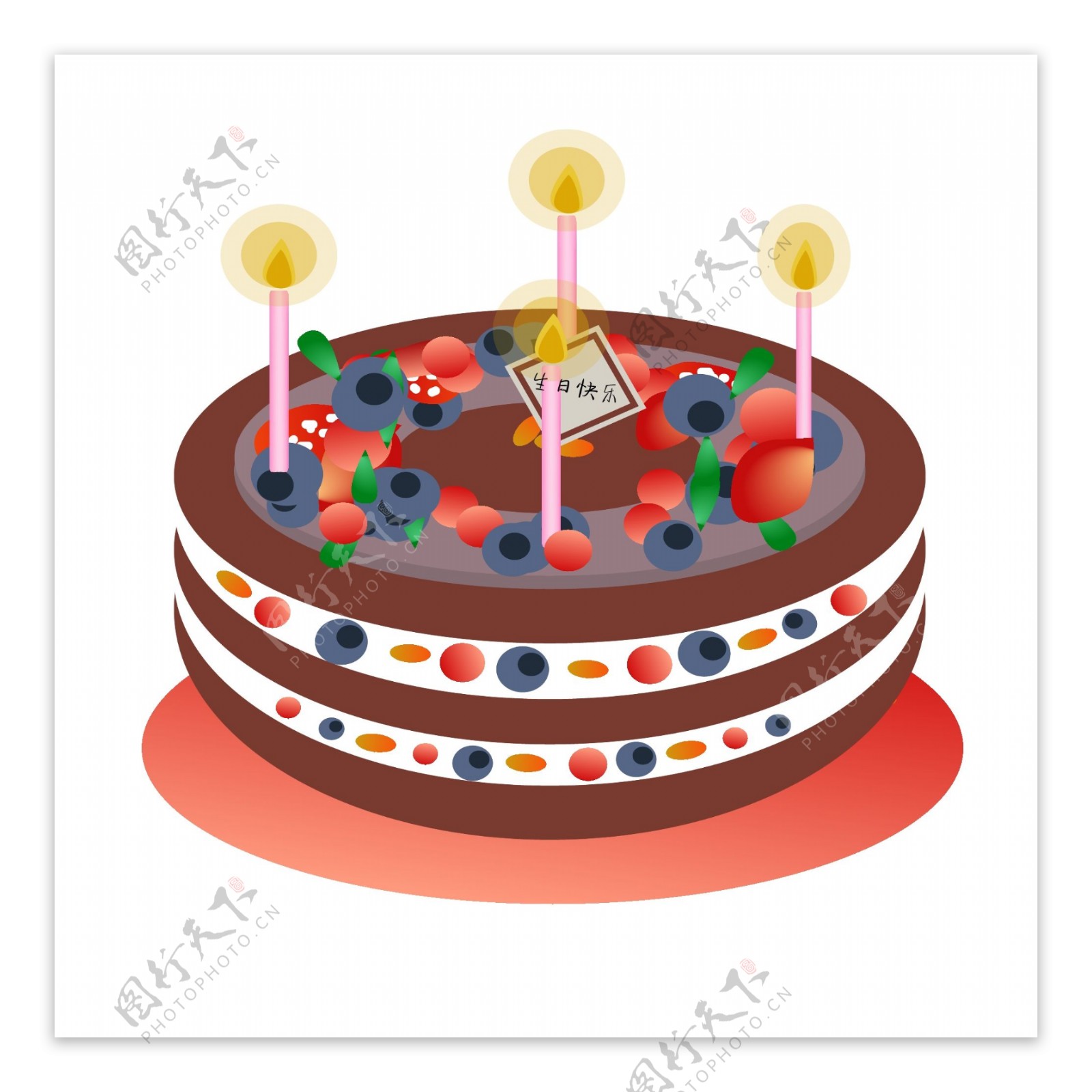 手绘矢量可商用生日蛋糕食物装饰元素