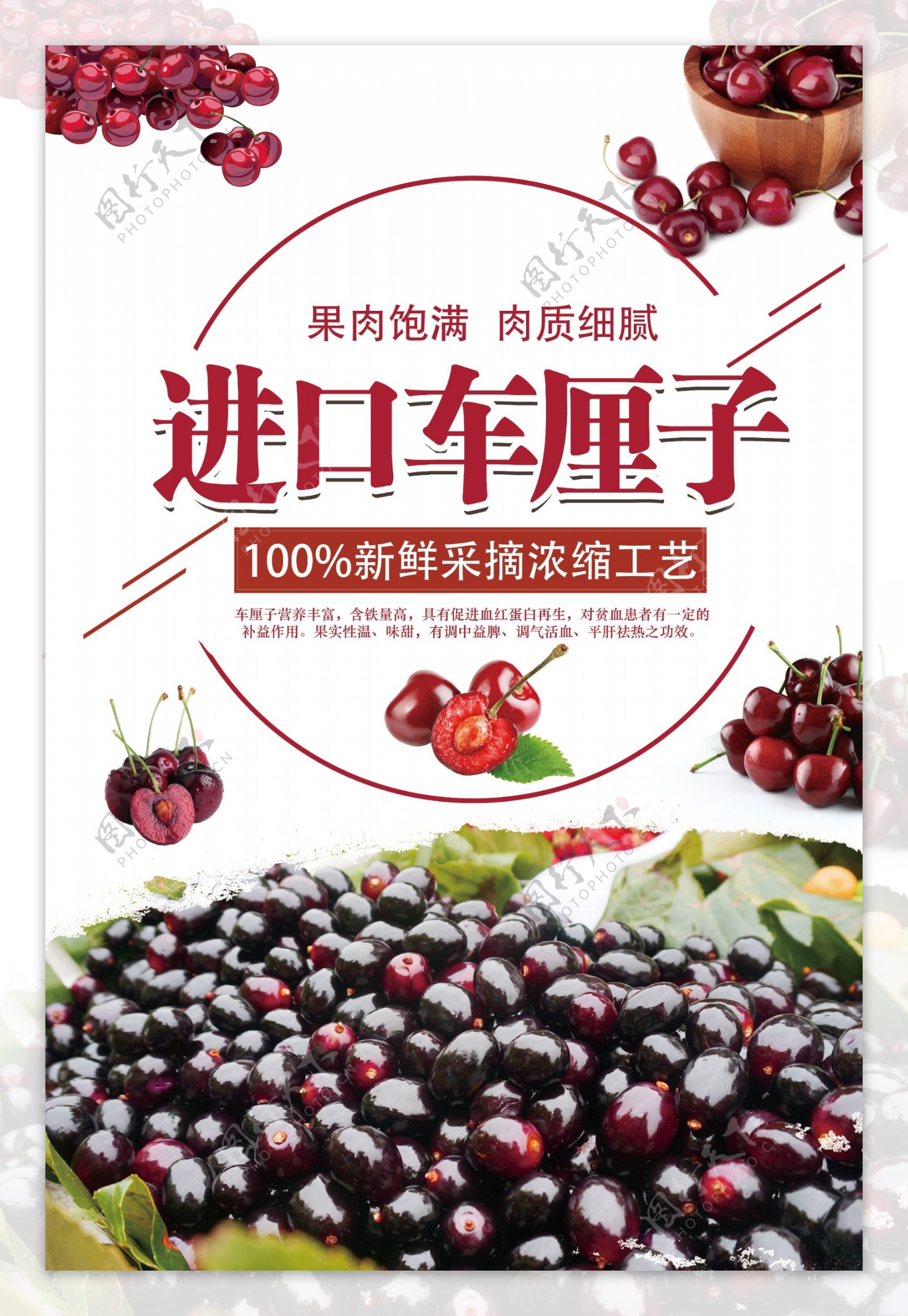 进口车厘子美味水果宣传海报设计