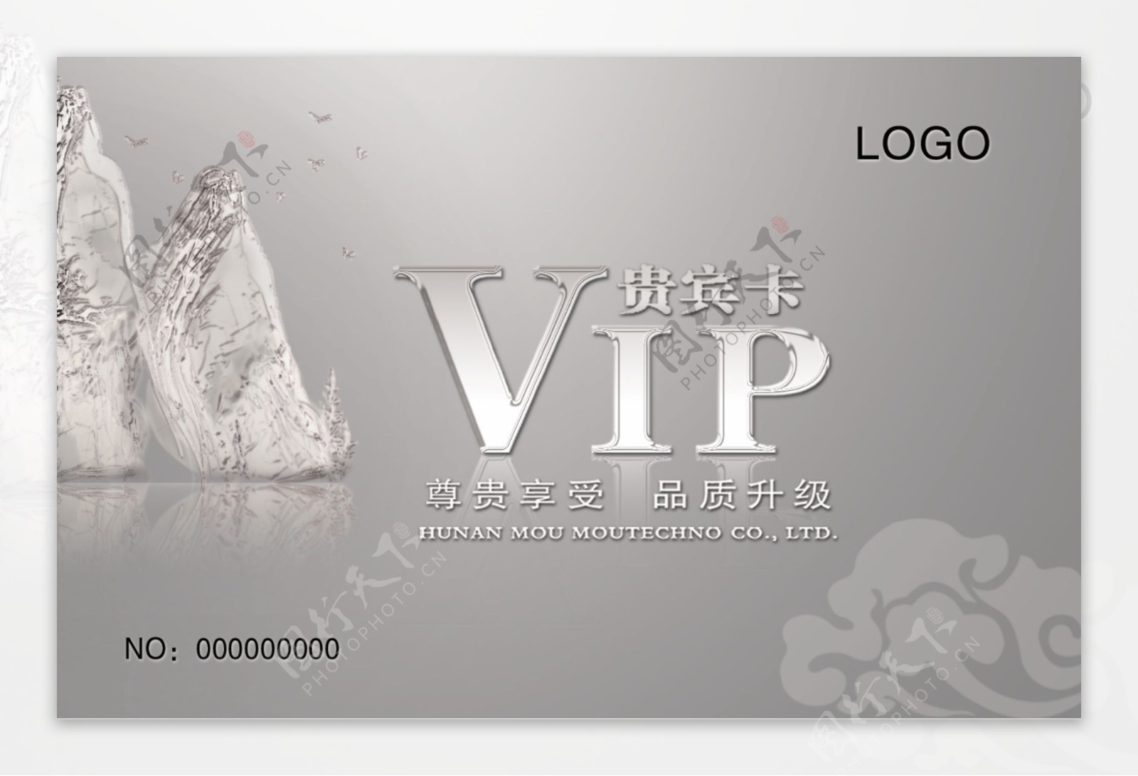 银色大气VIP卡名片模板