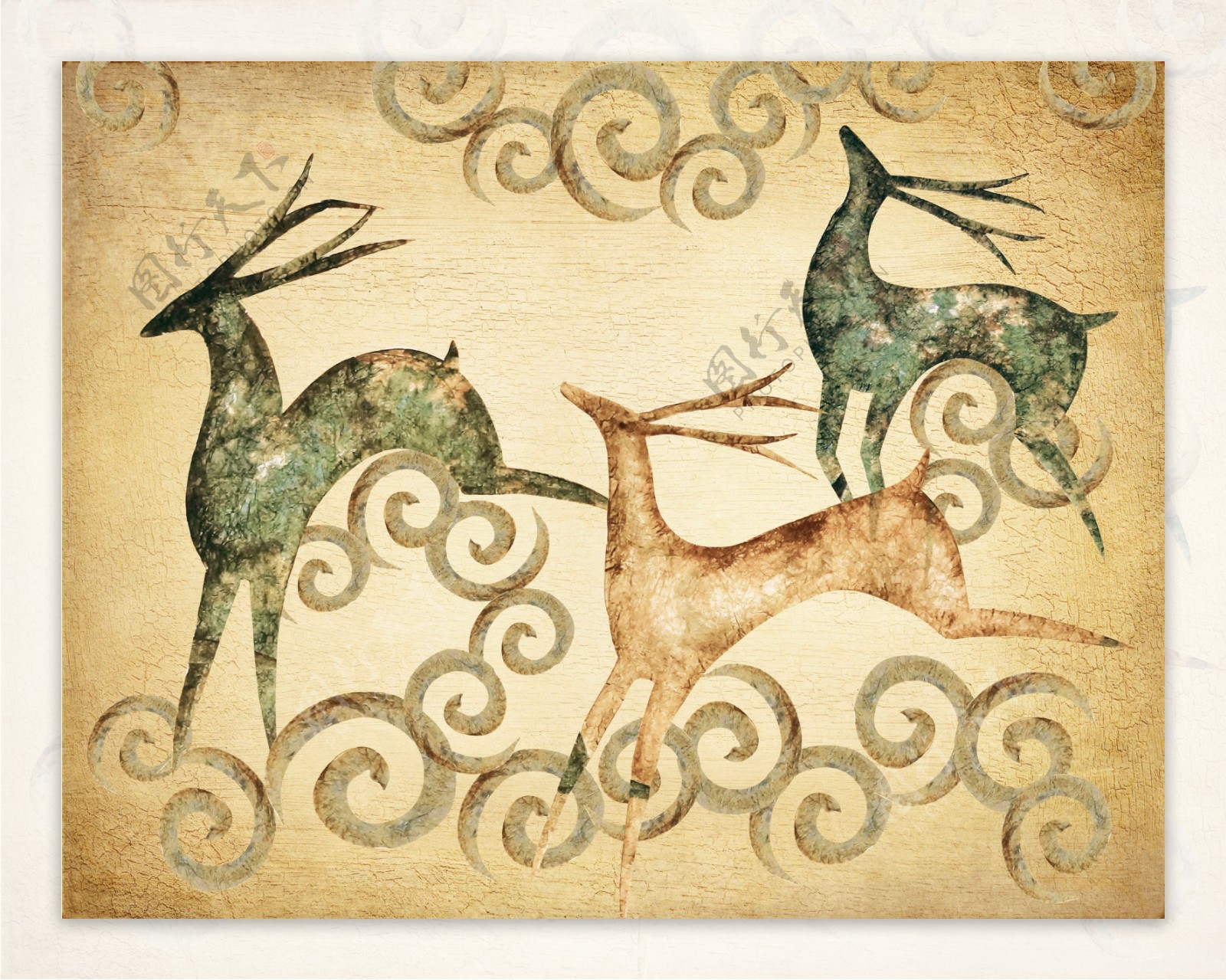 北欧小清新森林麋鹿动物装饰画