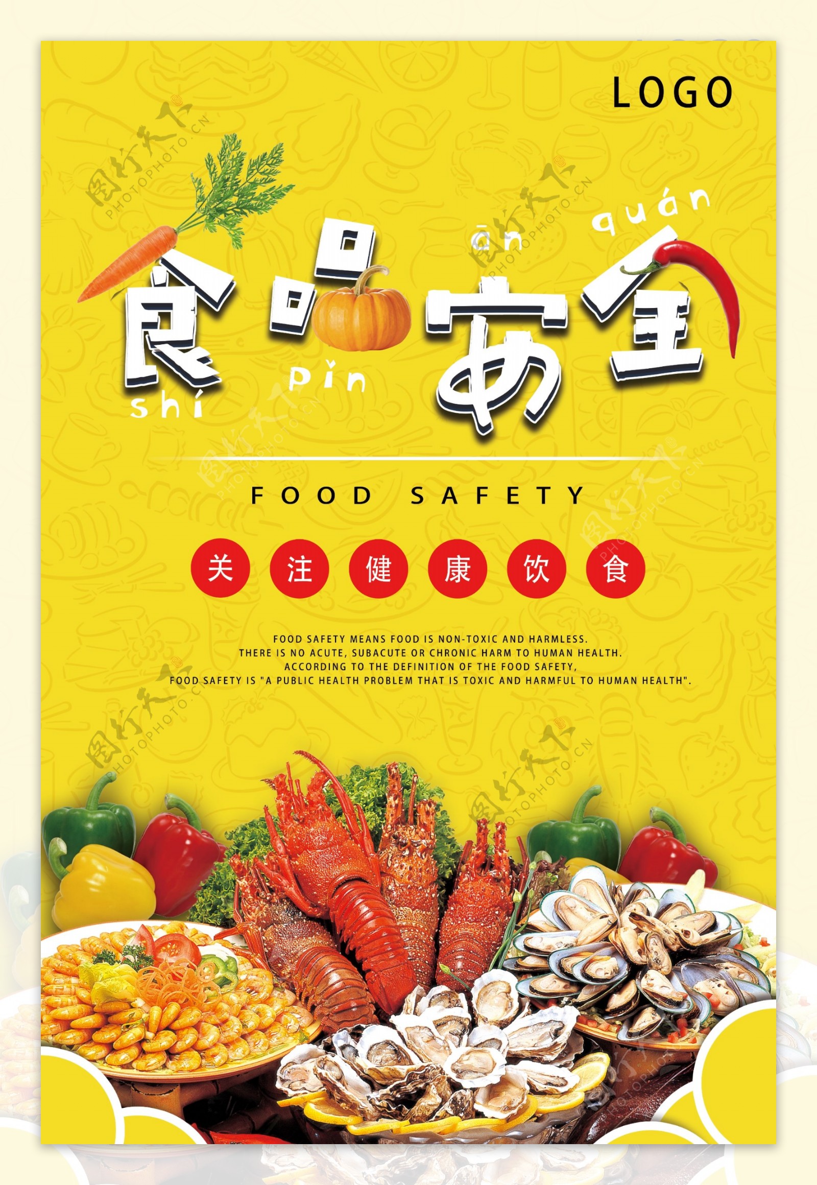 01食品安全注意饮食关注健康海报