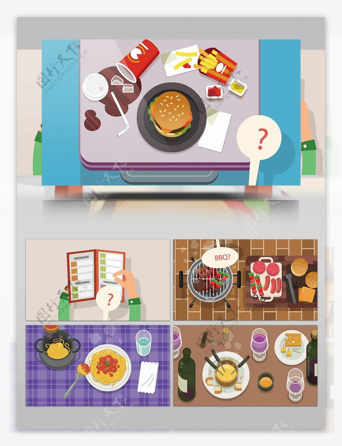 美食料理与手部动作MG动画解说AE模板