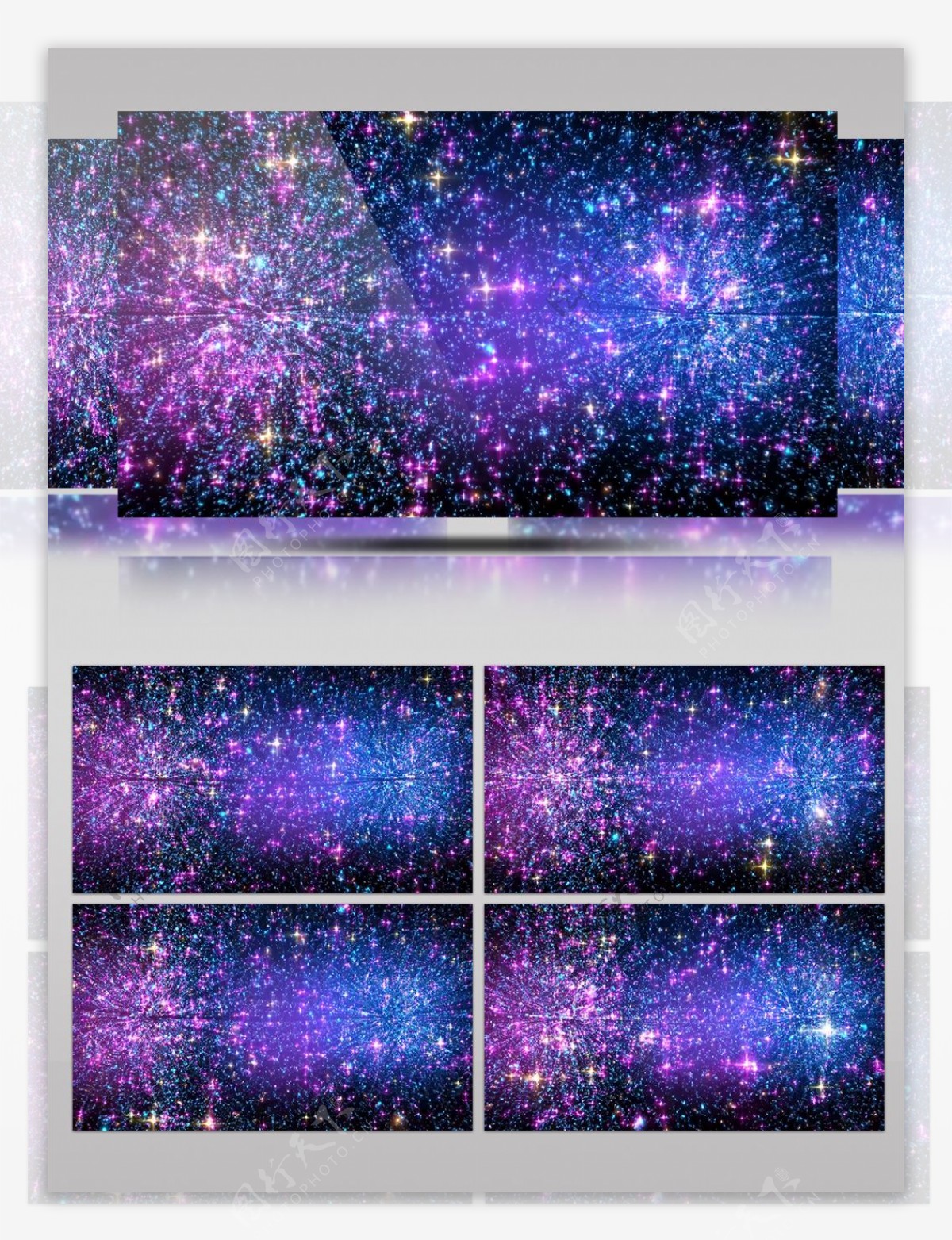 4K紫色粒子宇宙动感十字星闪烁DJ背景