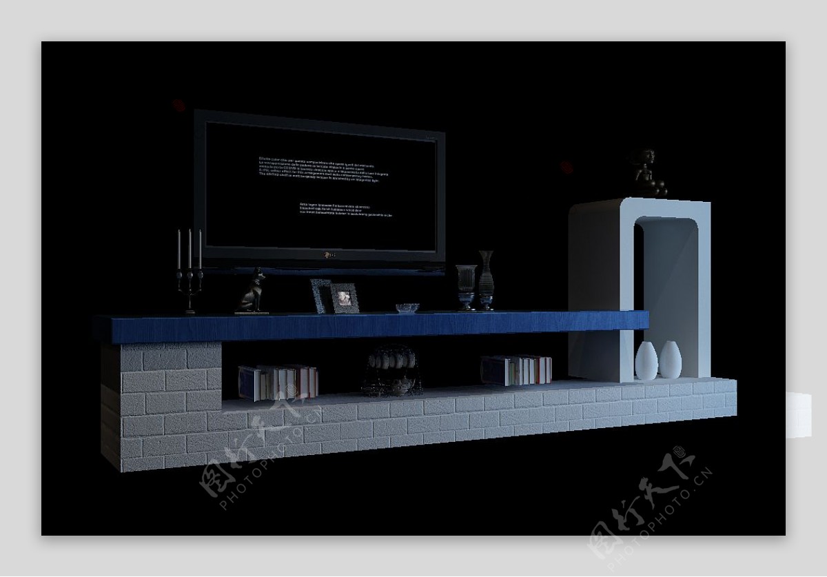 地中海风格电视柜背景墙设计模型