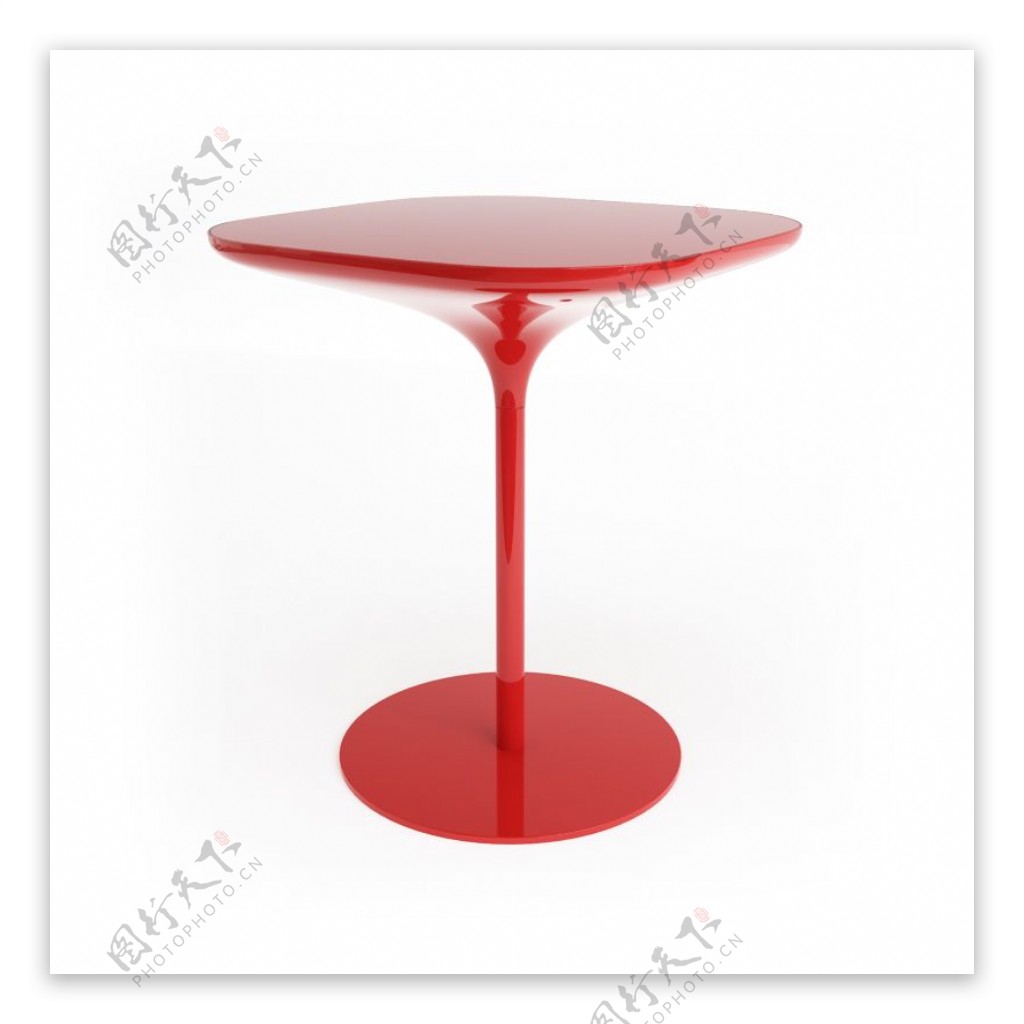 红色简约塑料桌子模型素材