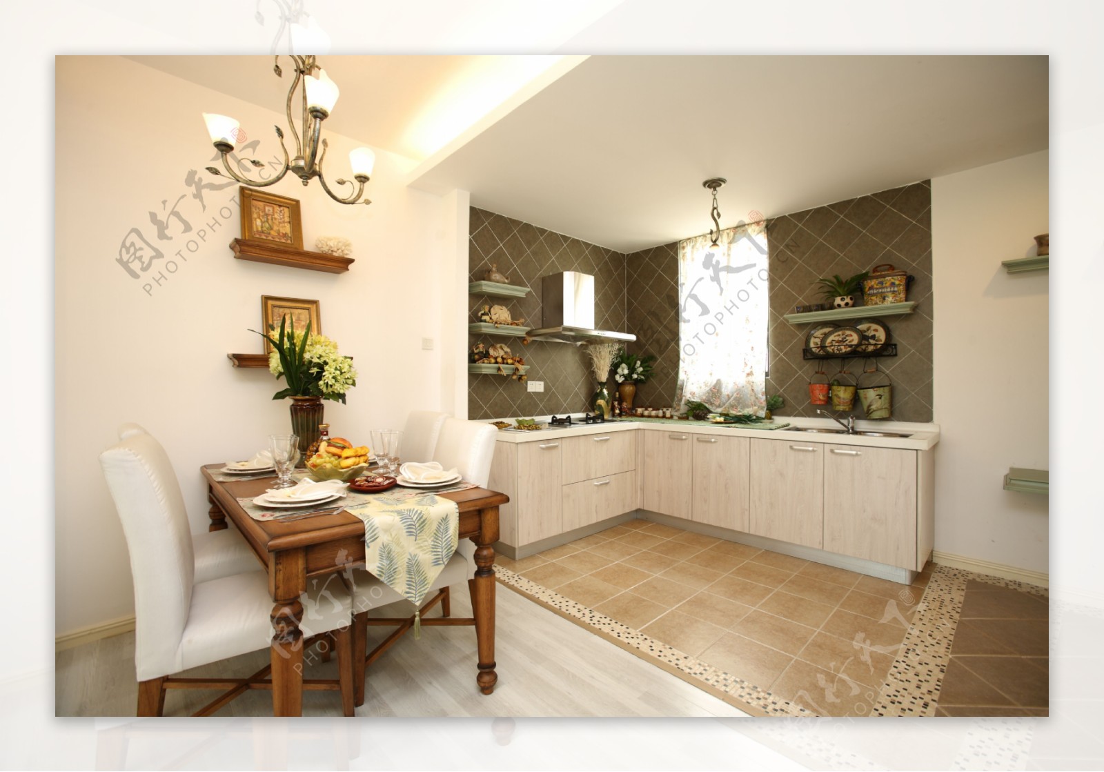 现代地中海风格厨房装修效果图图片素材-编号24703001-图行天下