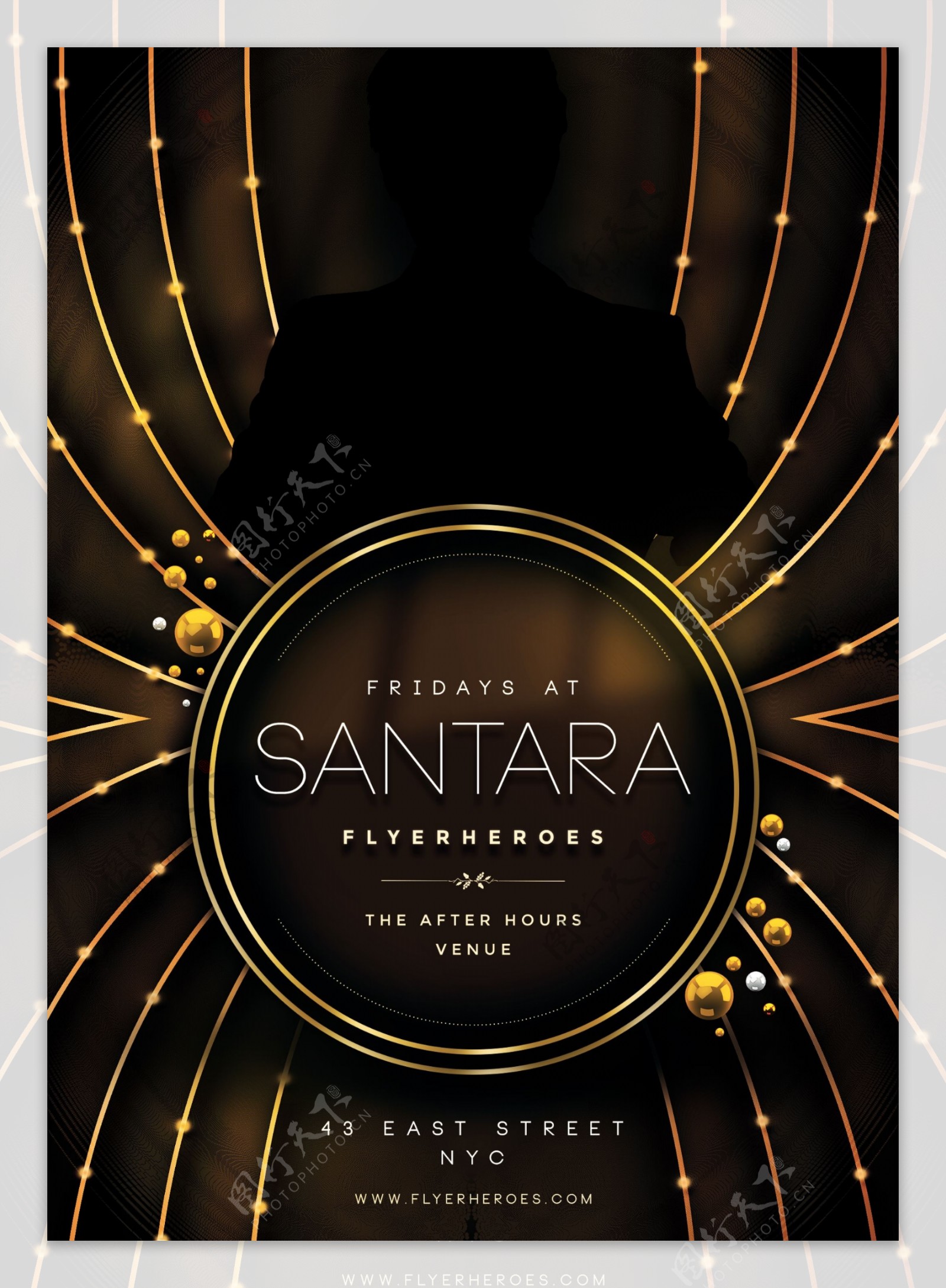santara黑金国外创意欧美风酒吧宣传海报