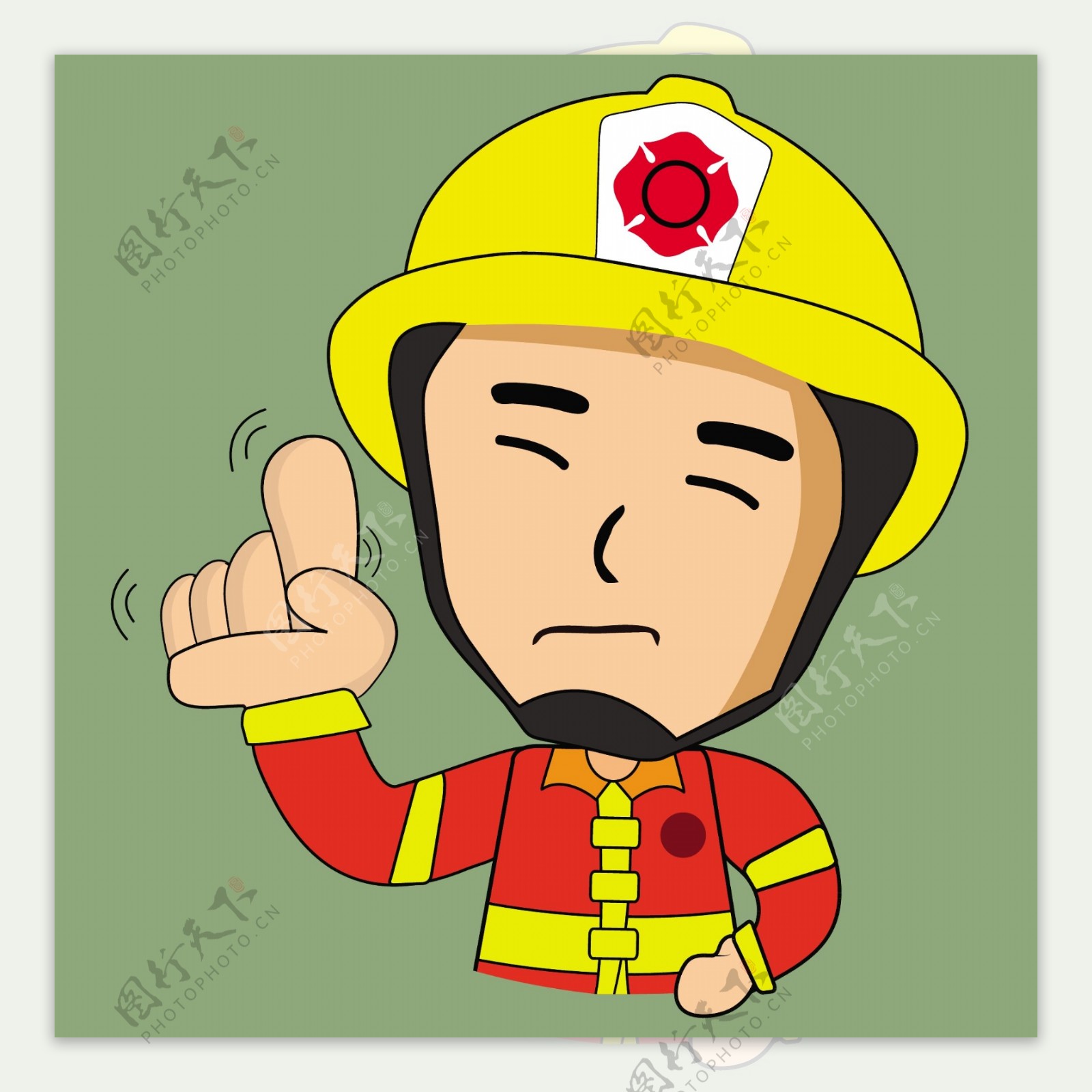 卡通手指消防员矢量素材