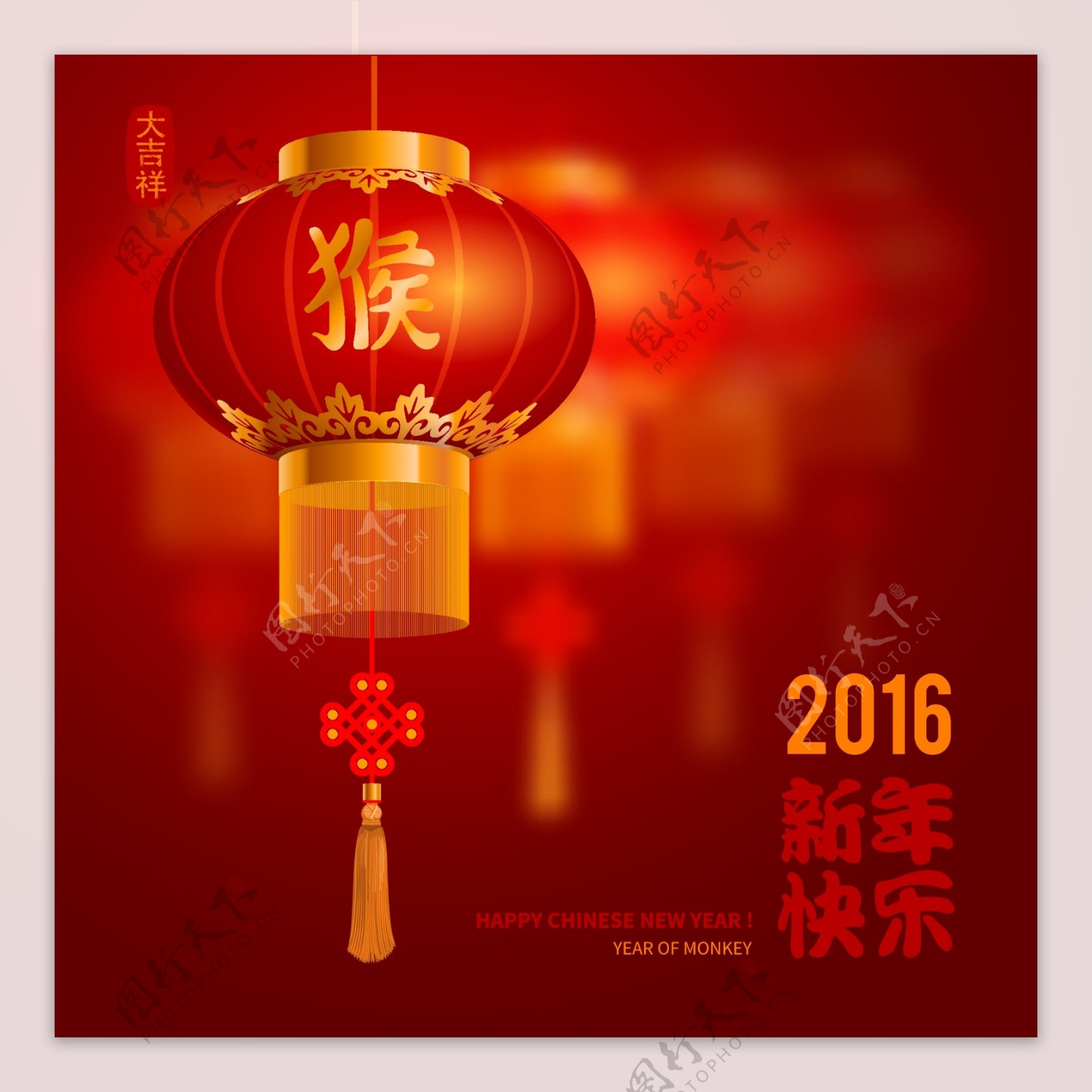 中国传统大灯笼新年春节矢量素材
