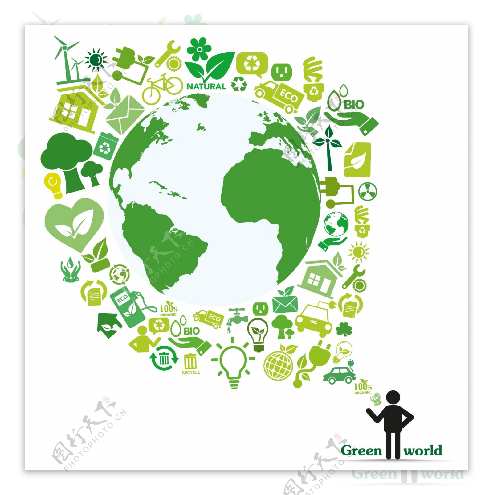 绿色环境保护地球矢量素材