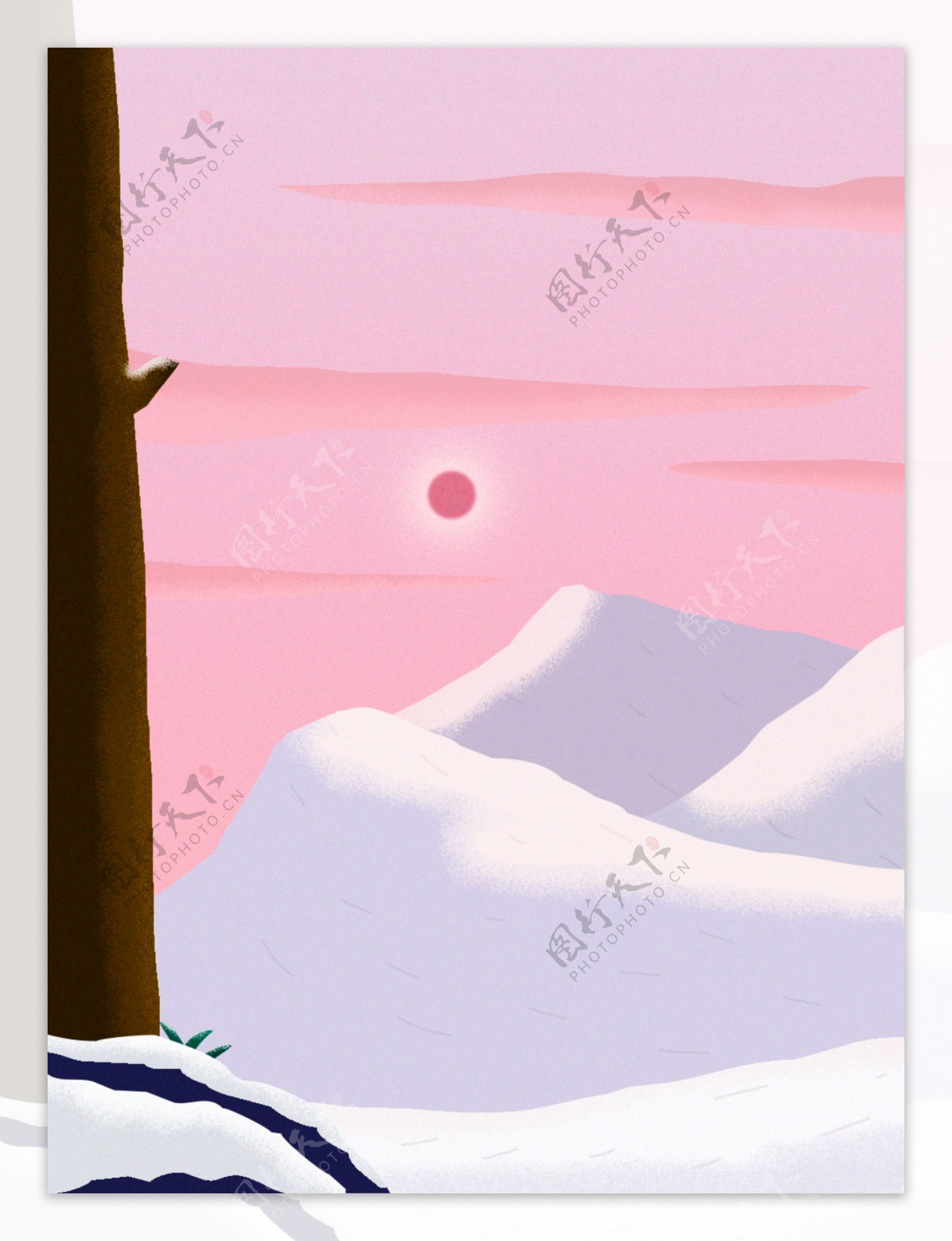 粉紫色雪山噪点风格背景素材PSD