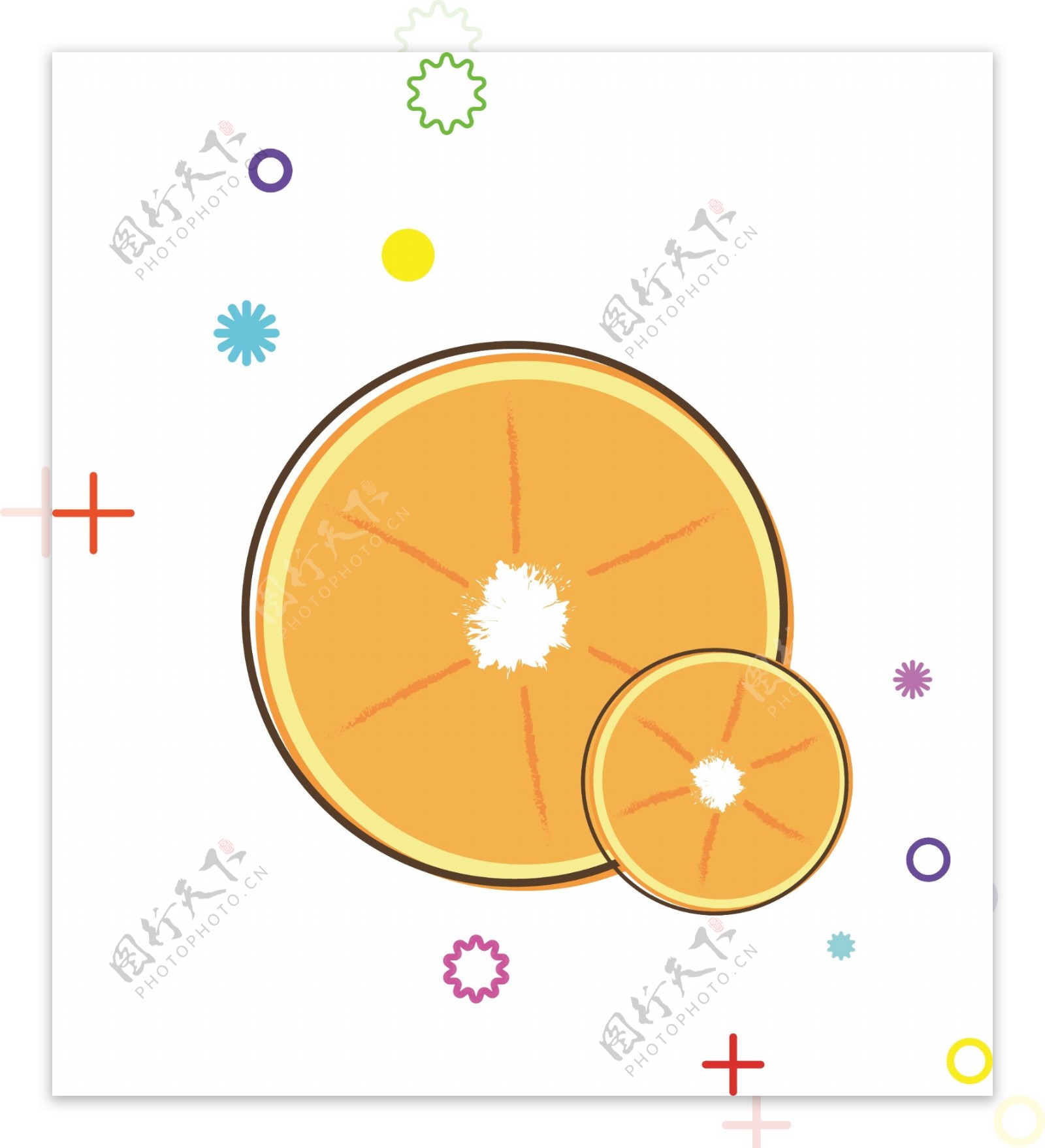 孟菲斯橙子装饰设计元素素材背景图案