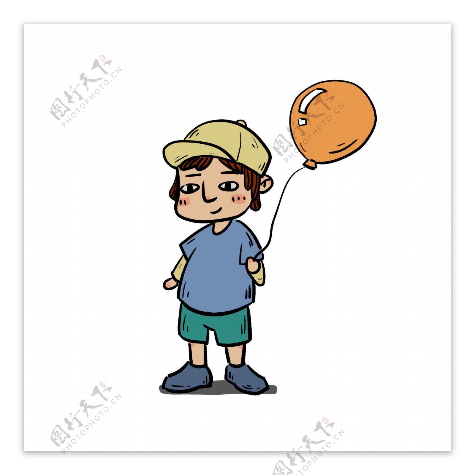 人物拿着气球的小男孩儿童元素