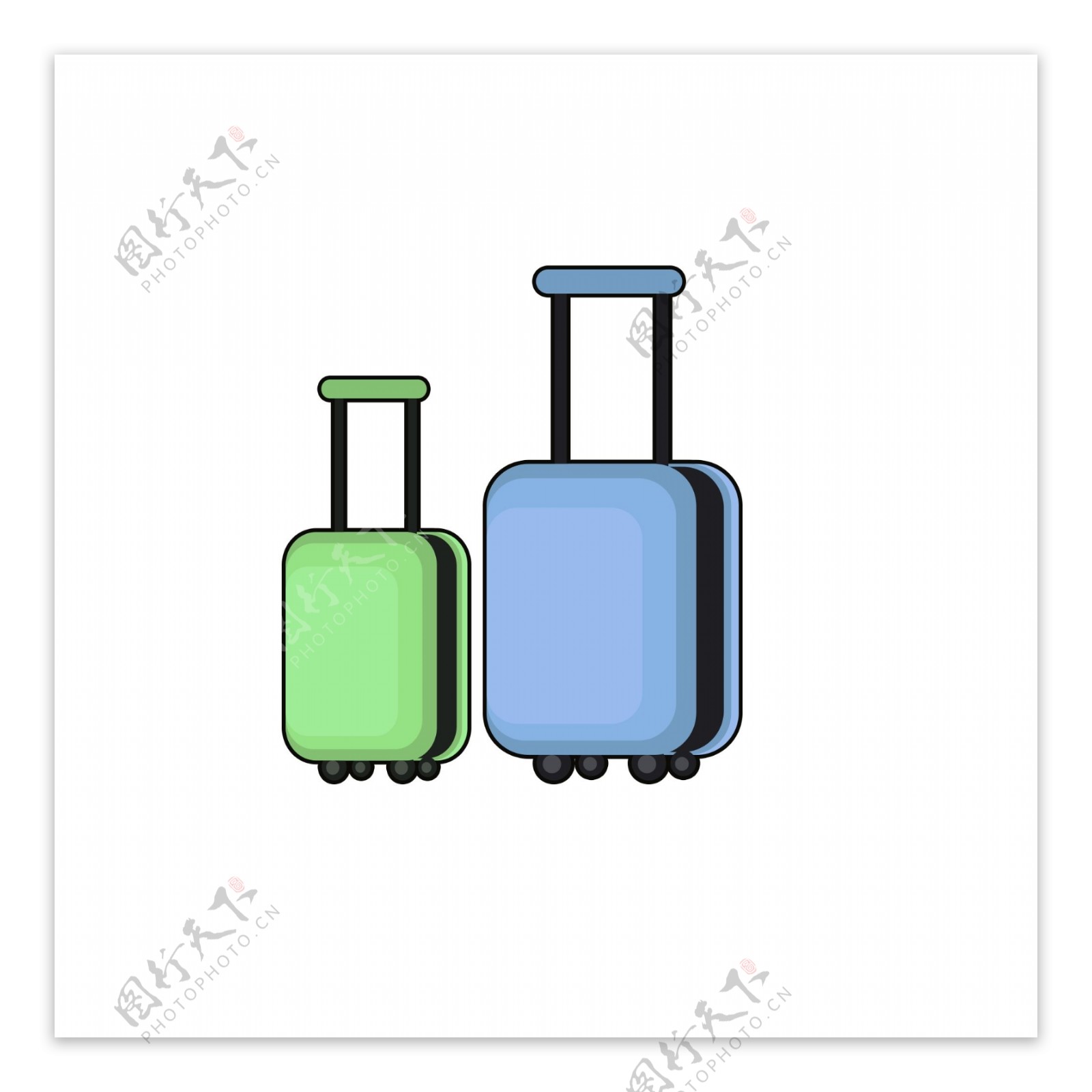彩色行李箱手提装饰素材设计