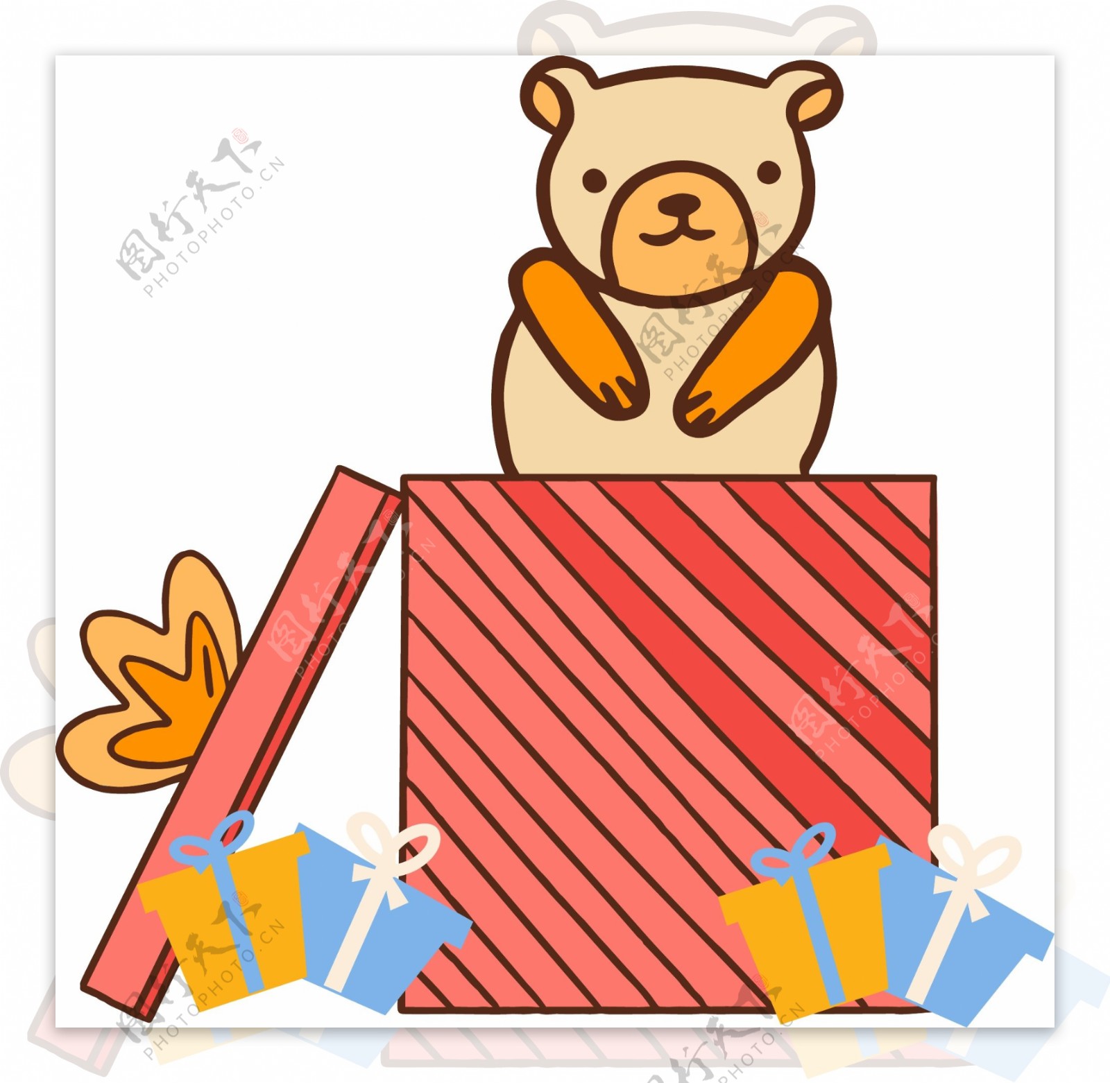 礼盒小熊装饰元素