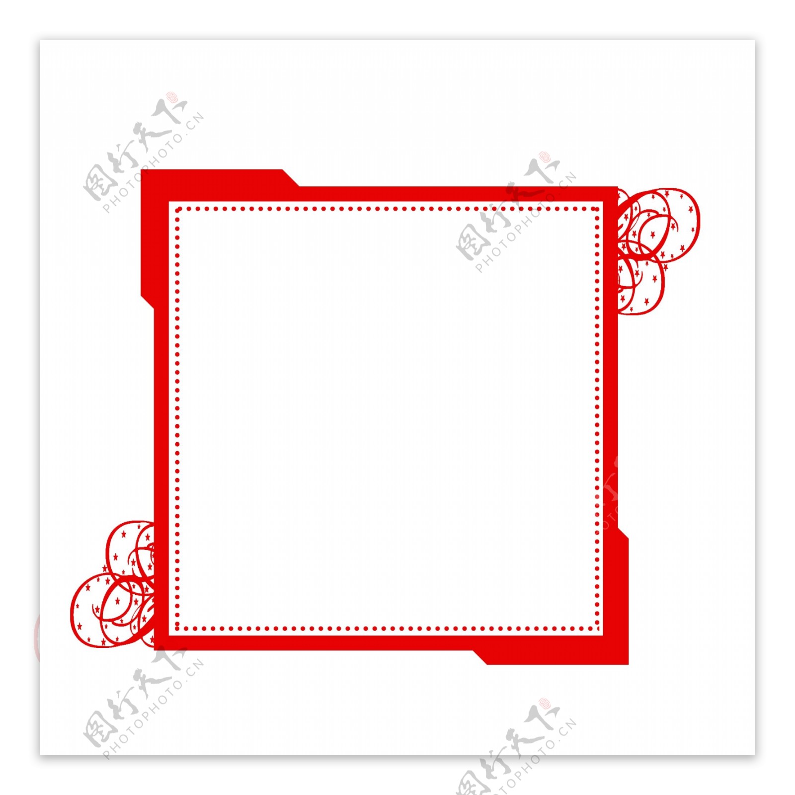 红色花纹正方形中国风边框素材可商用