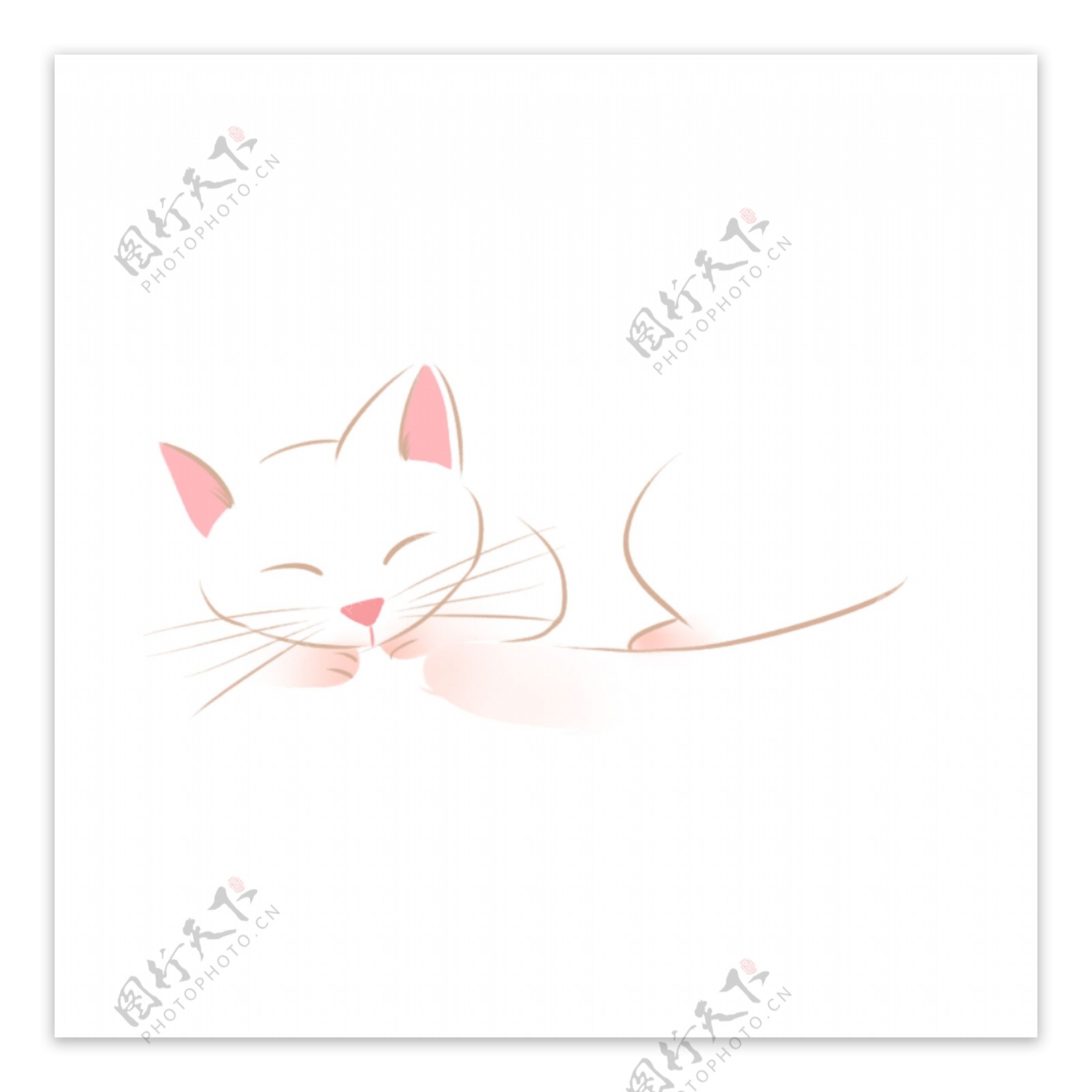 手绘可爱睡着的小猫咪免抠素材