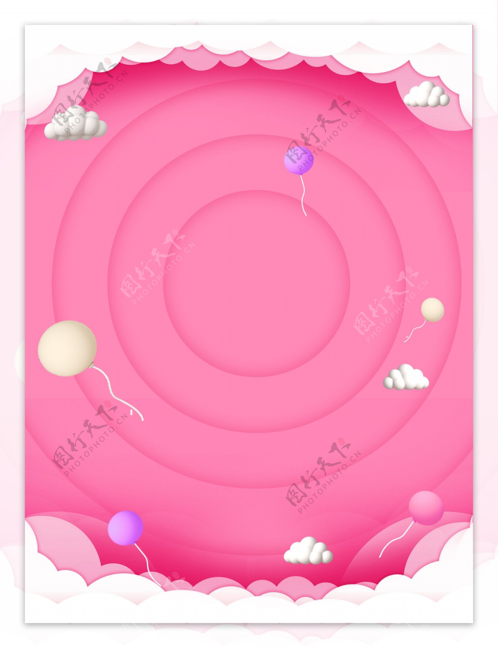 粉色气球魅力女生节促销背景
