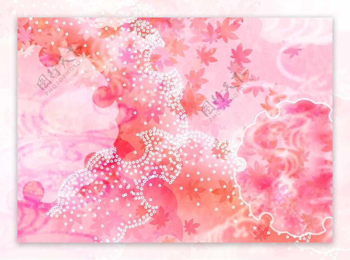 粉色枫叶背景斑点图案素材