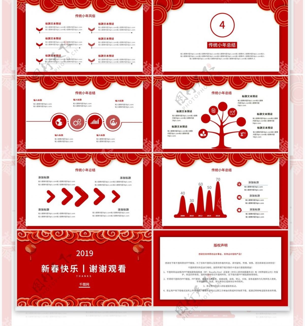 红色中国传统节日小年PPT模板