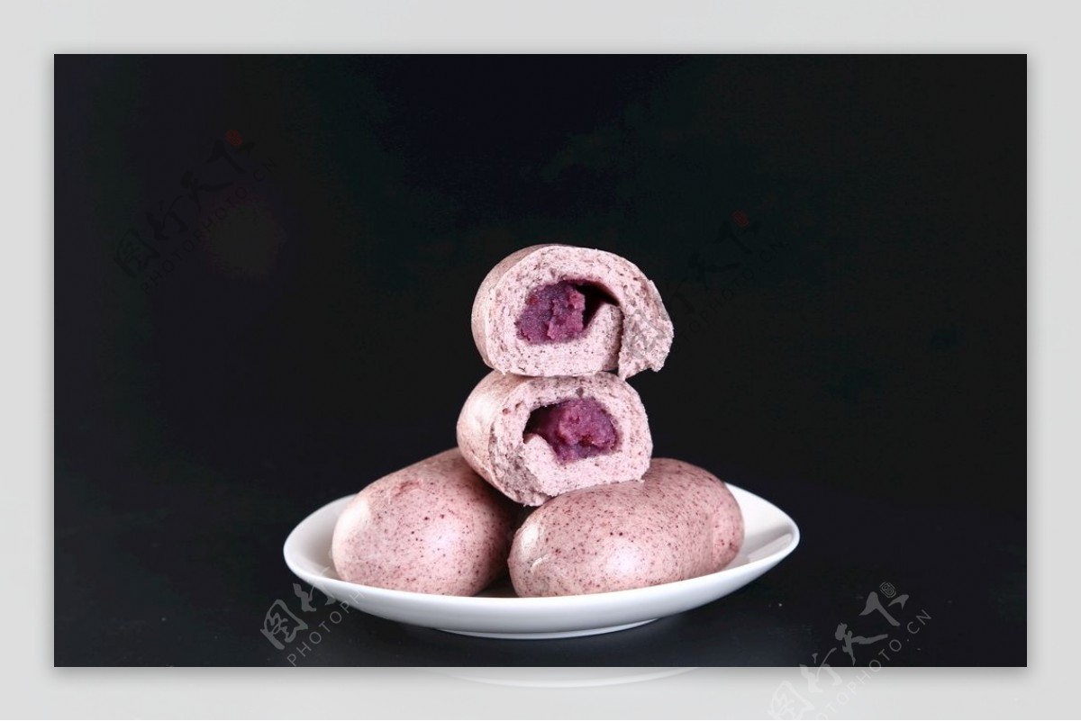 紫淮山包料理美食美食拍摄