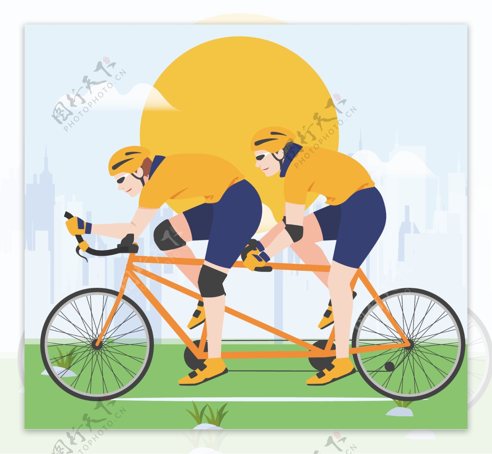 都市骑双人自行车