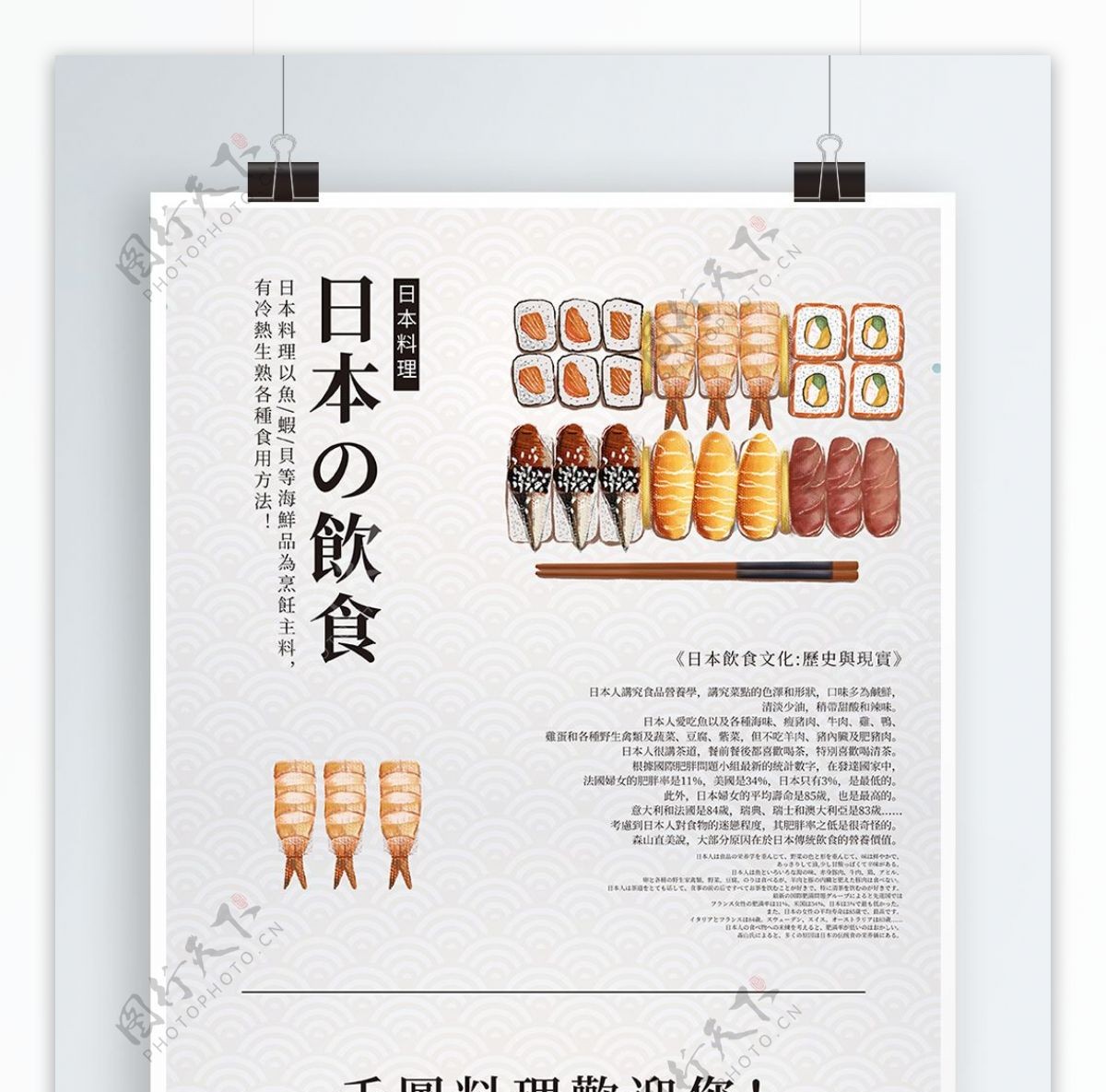 简约日本饮食文化海报