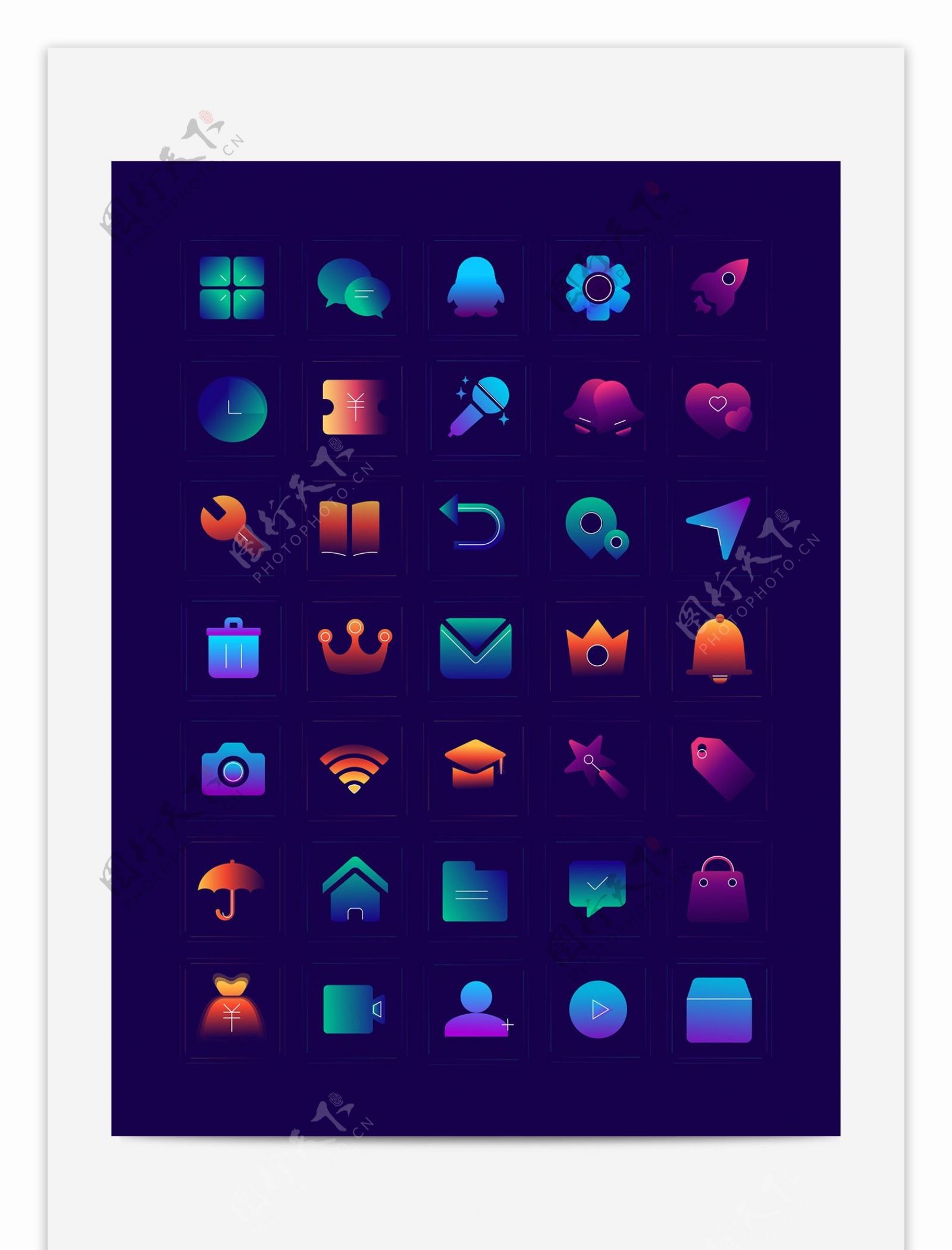 彩色渐变手机主题矢量图标icon