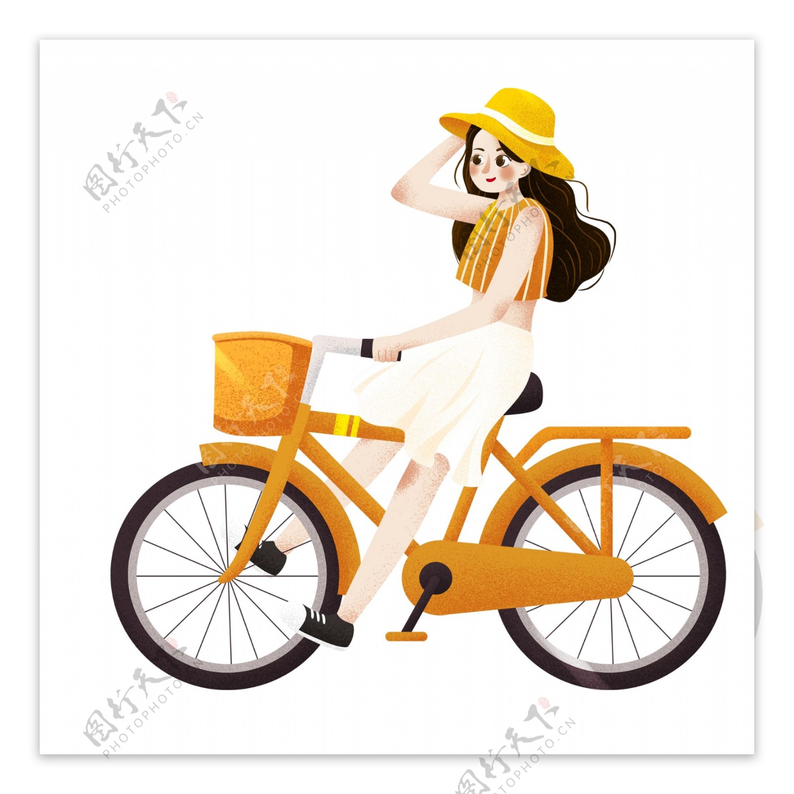 小清新可爱骑着自行车的女孩子