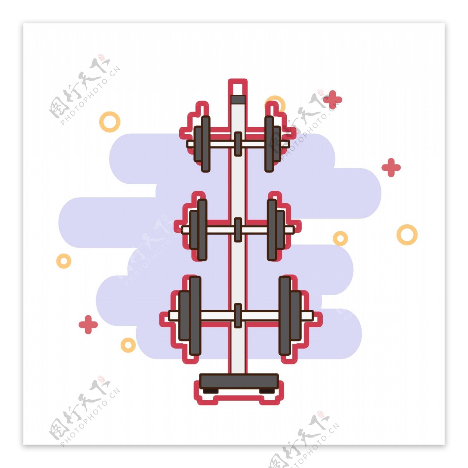 矢量卡通哑铃架素材可商用