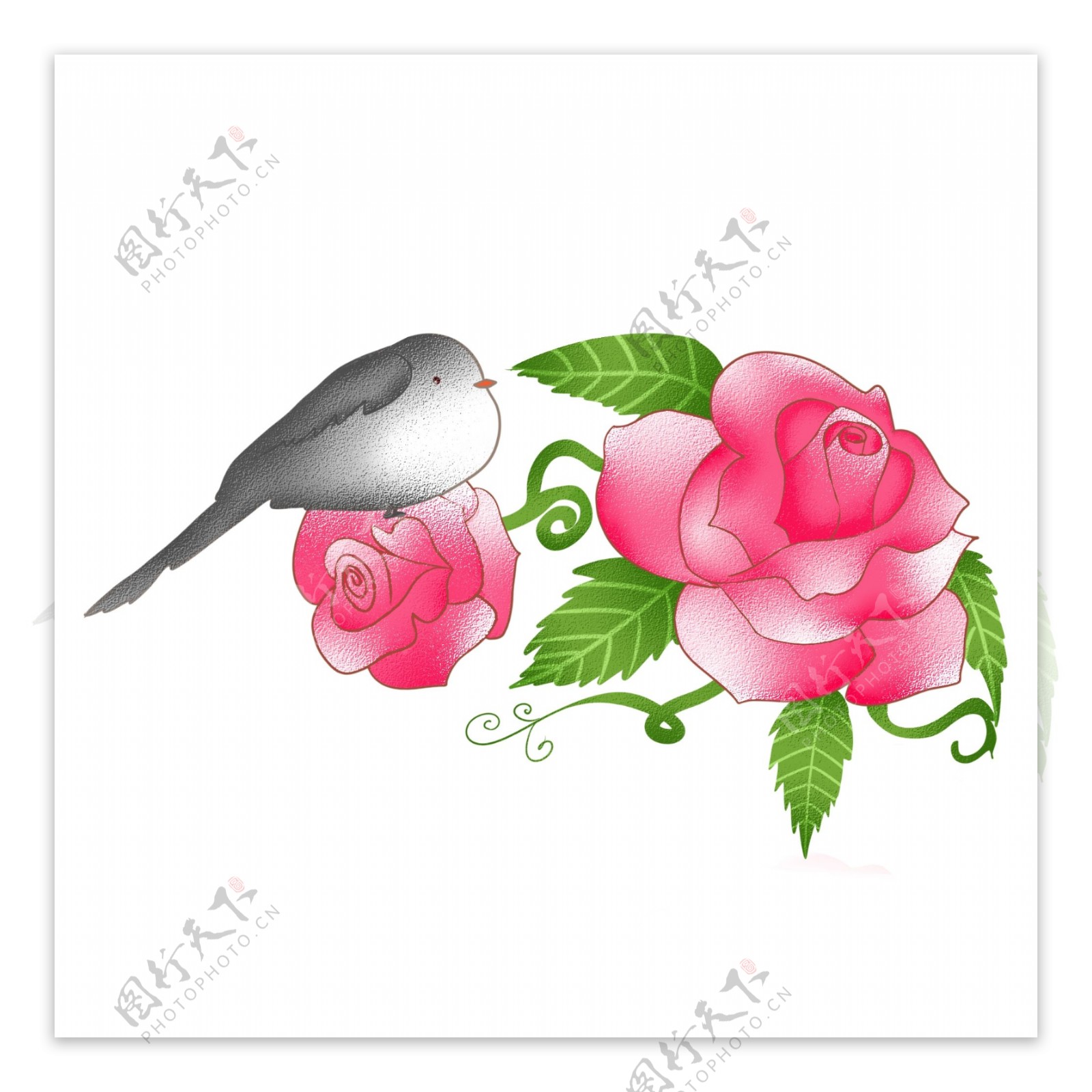 欧式玫瑰发光卡通小鸟