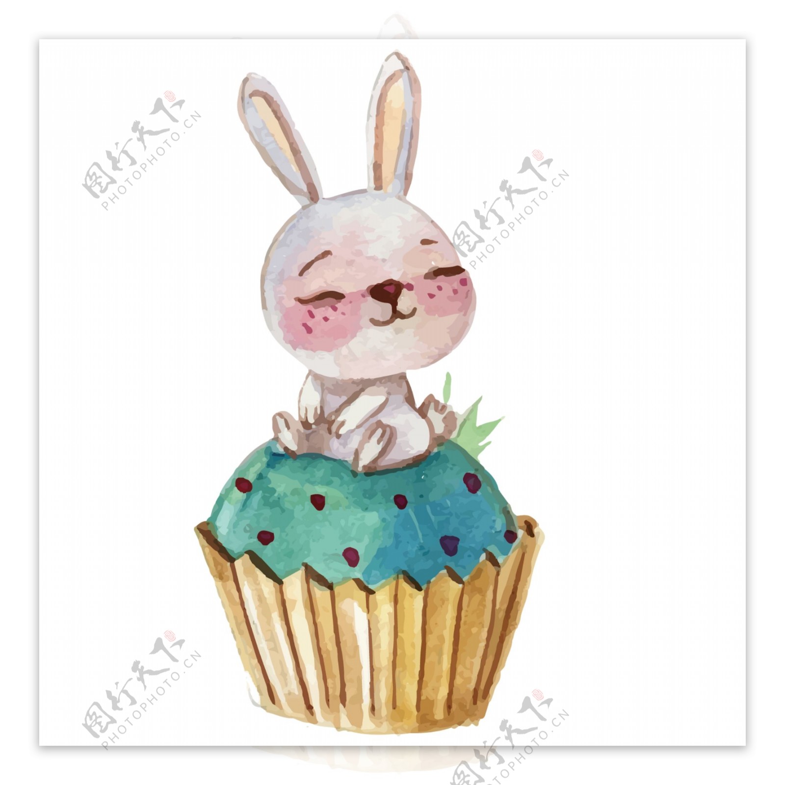 手绘蛋糕兔子