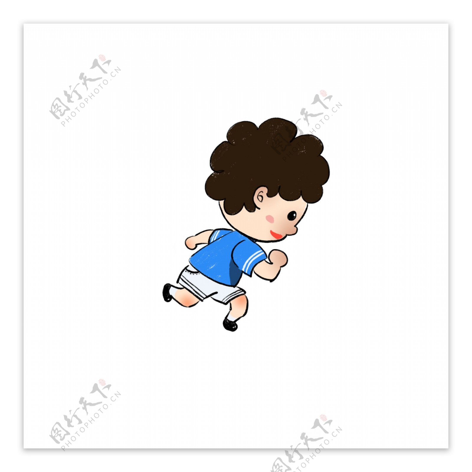 手绘卡通少年运动跑步