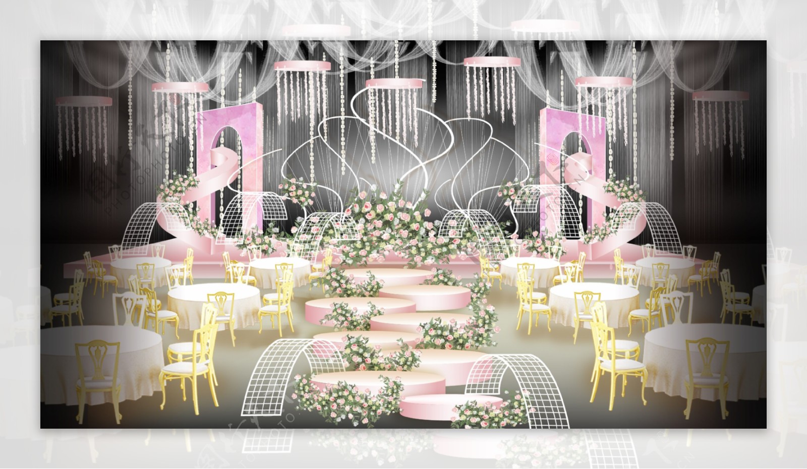 浪漫唯美紫色婚礼舞台设计