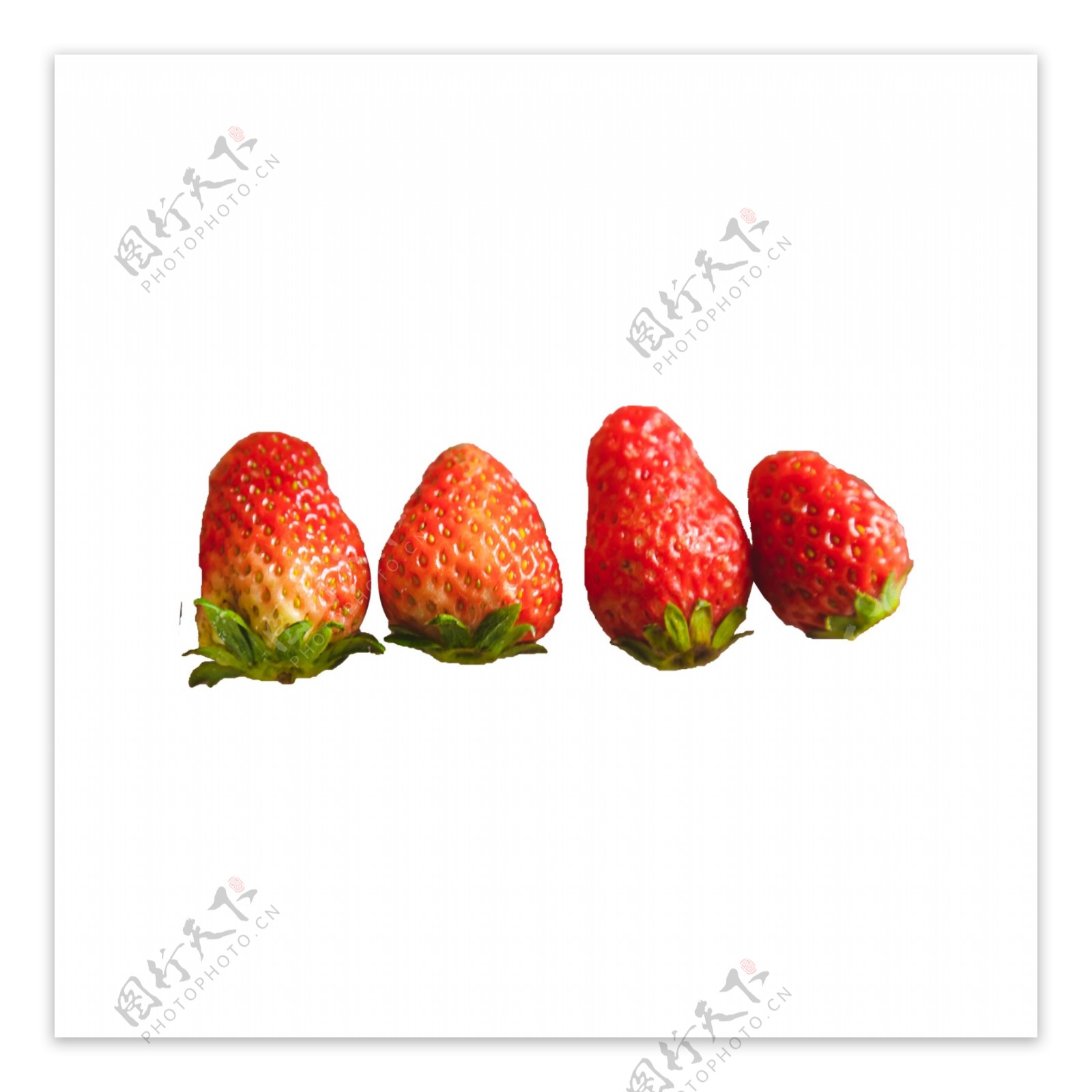 四个新鲜的草莓png