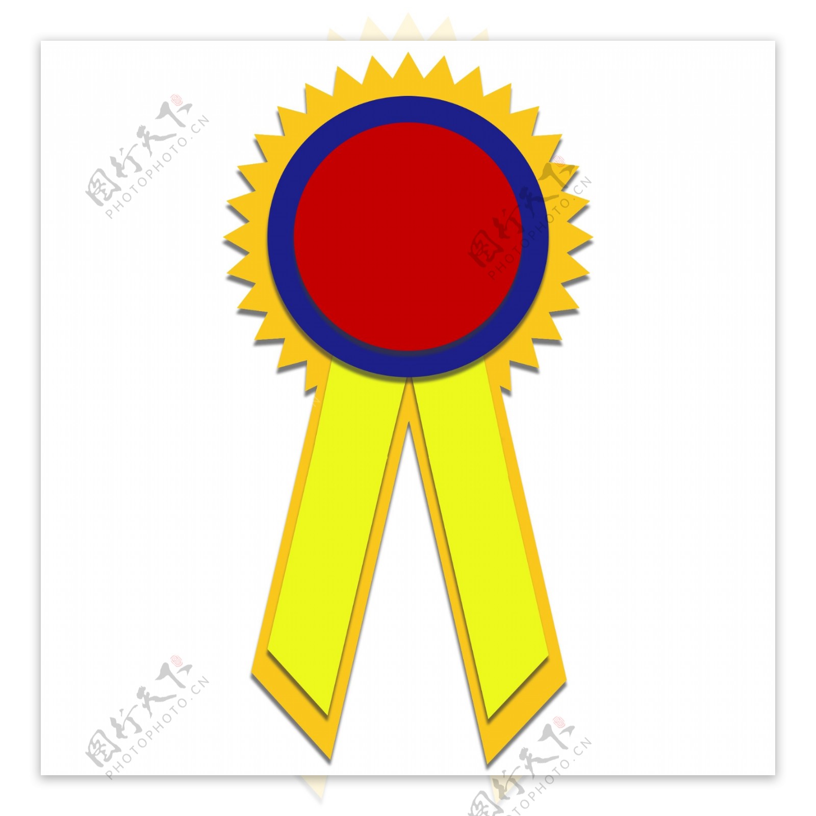 红黄蓝撞色颁奖勋章立体UI图标