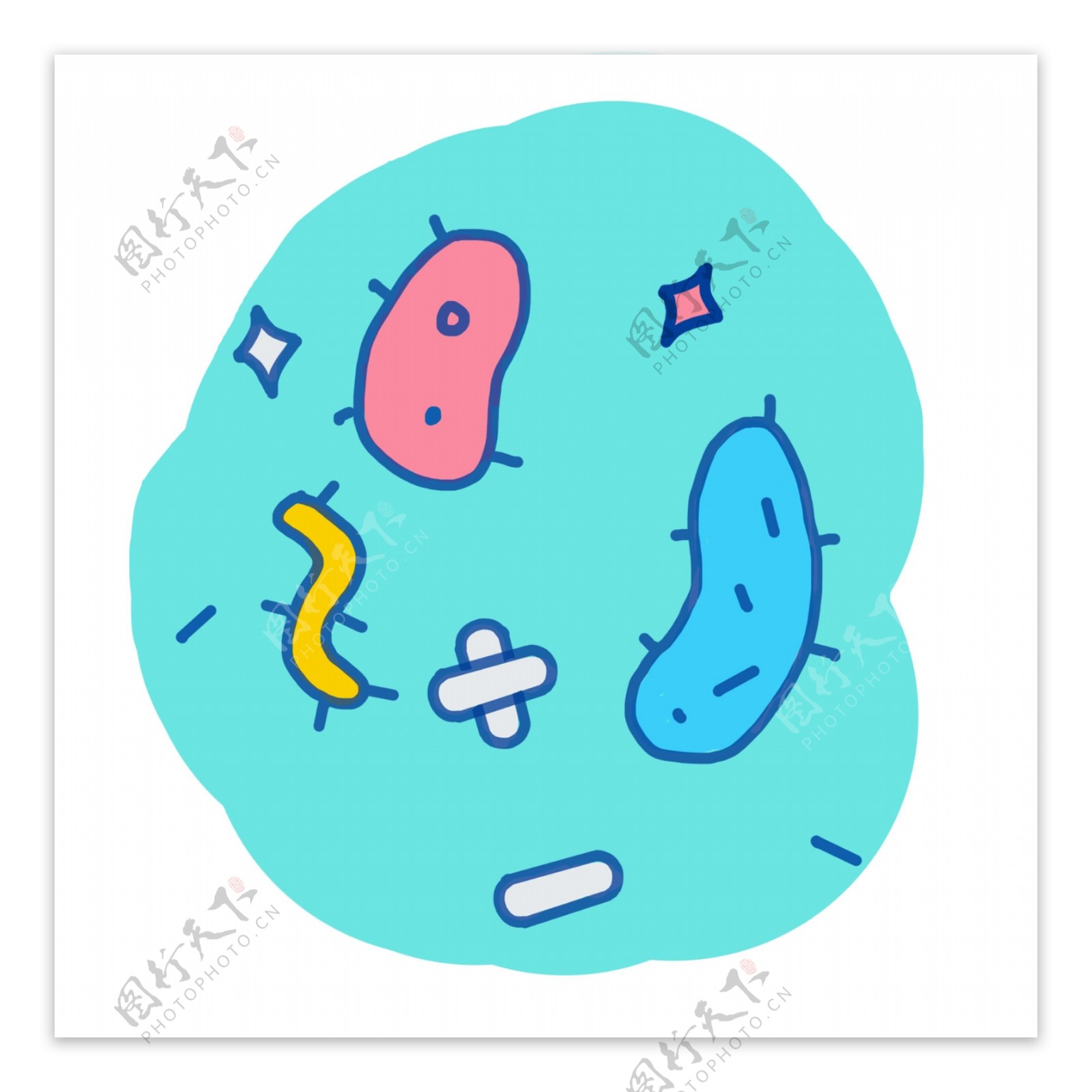 细菌手绘创意矢量免抠图PNG