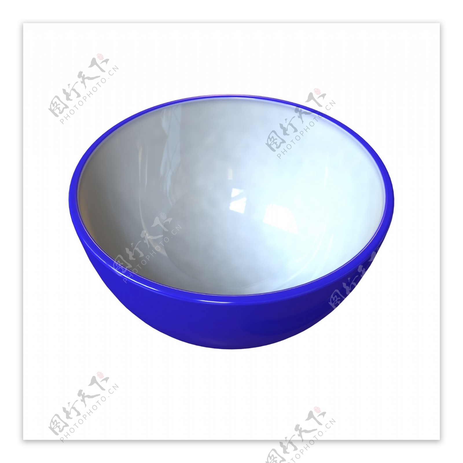 蓝色瓷器立体碗插画