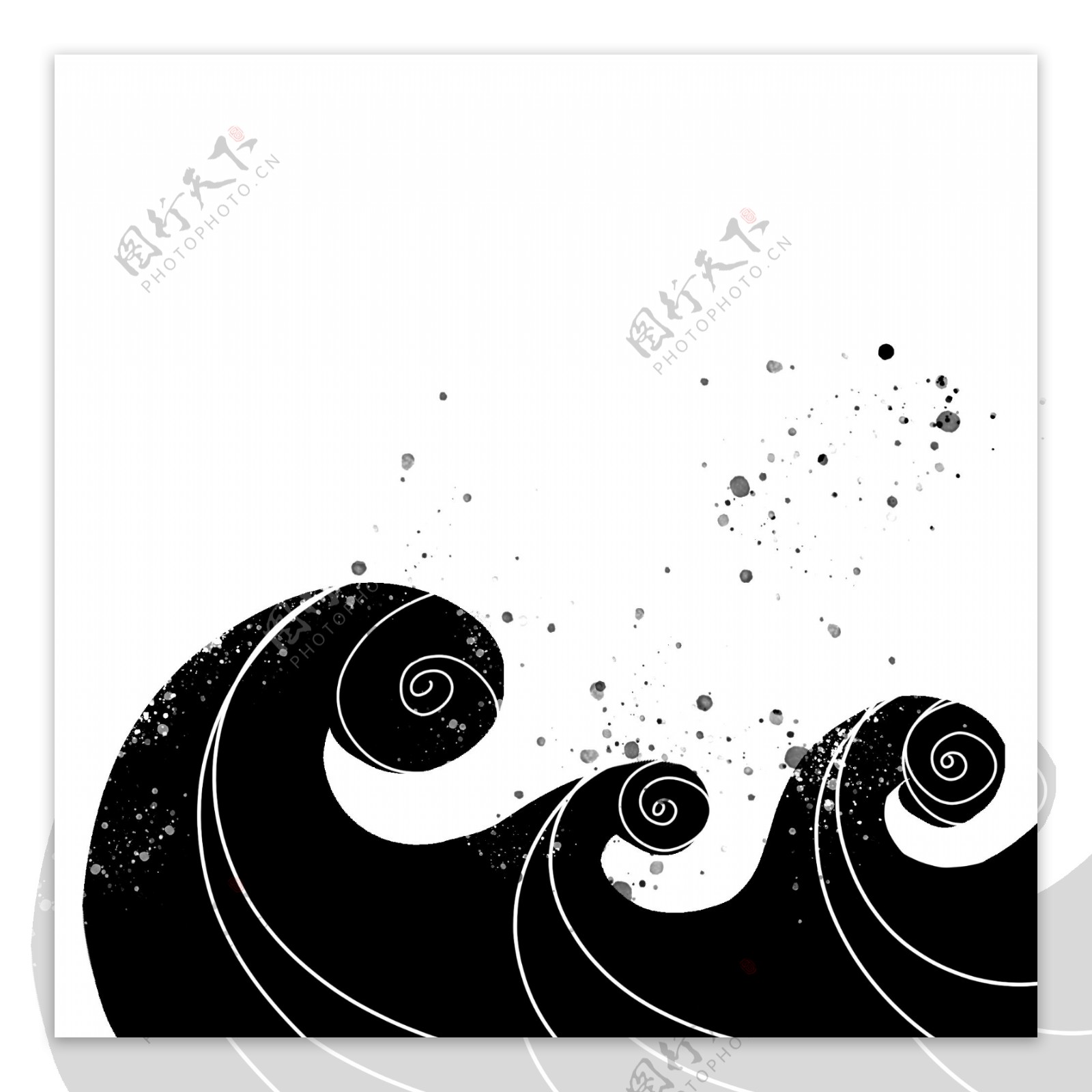 黑色手绘通用波浪装饰