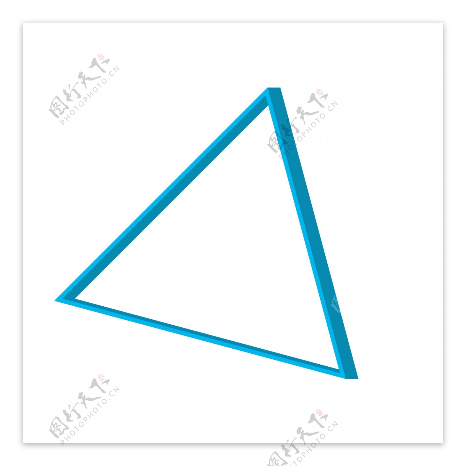 手绘蓝色立体3D三角形