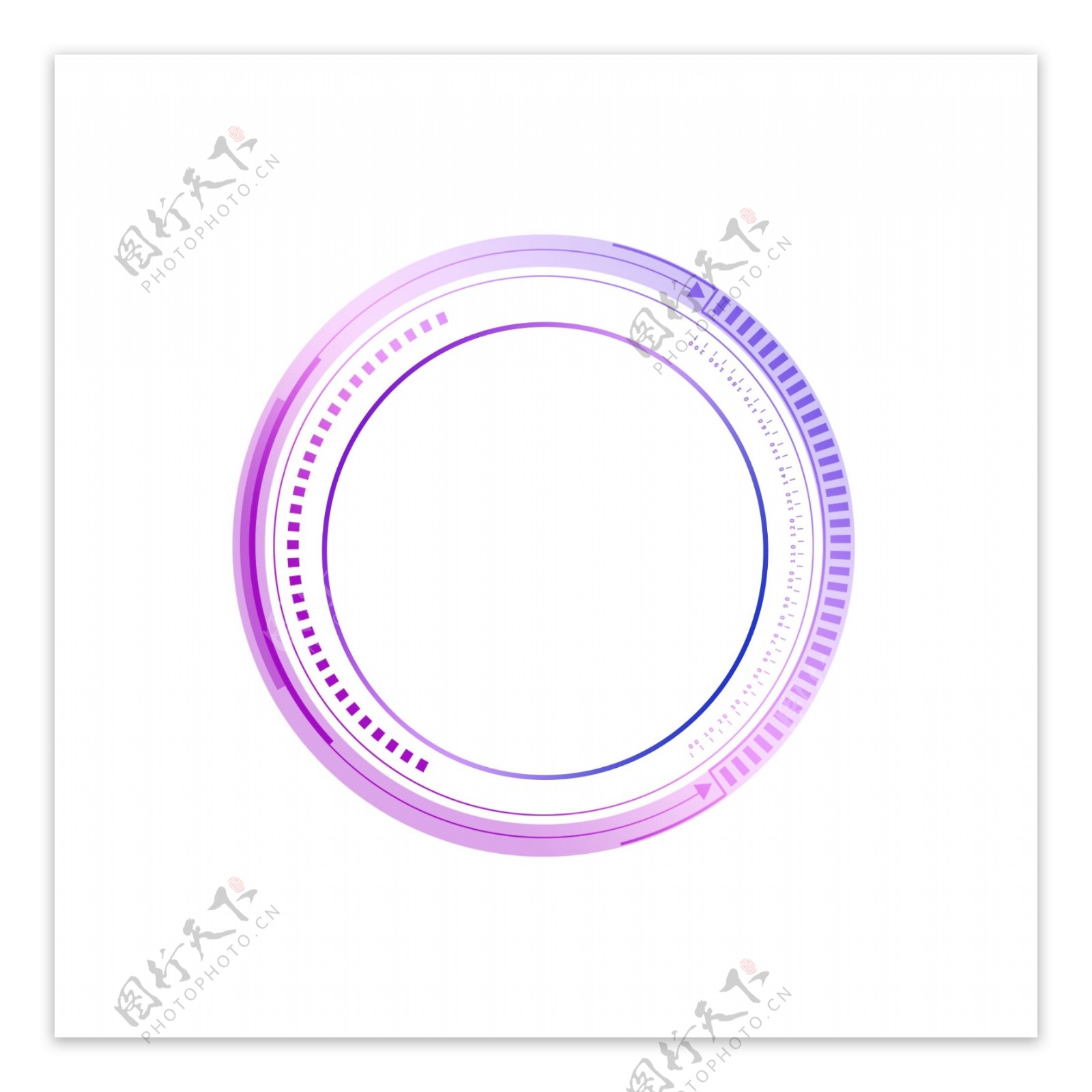 蓝紫色渐变科技图形圆边框元素