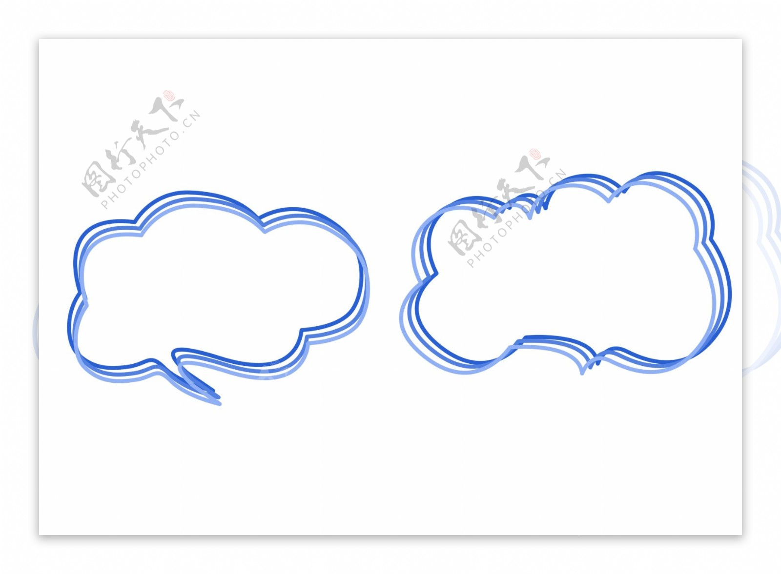 蓝色手绘云朵标题框