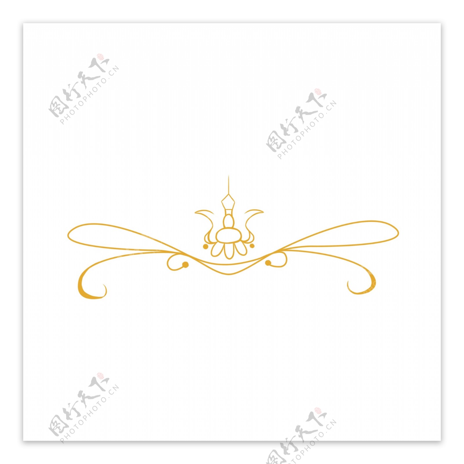 古典黄色弧线皇冠线条装饰