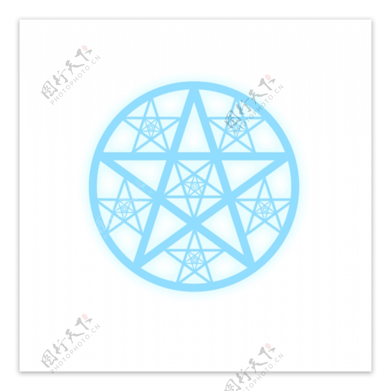 蓝色五角星魔法图案PSD透明底