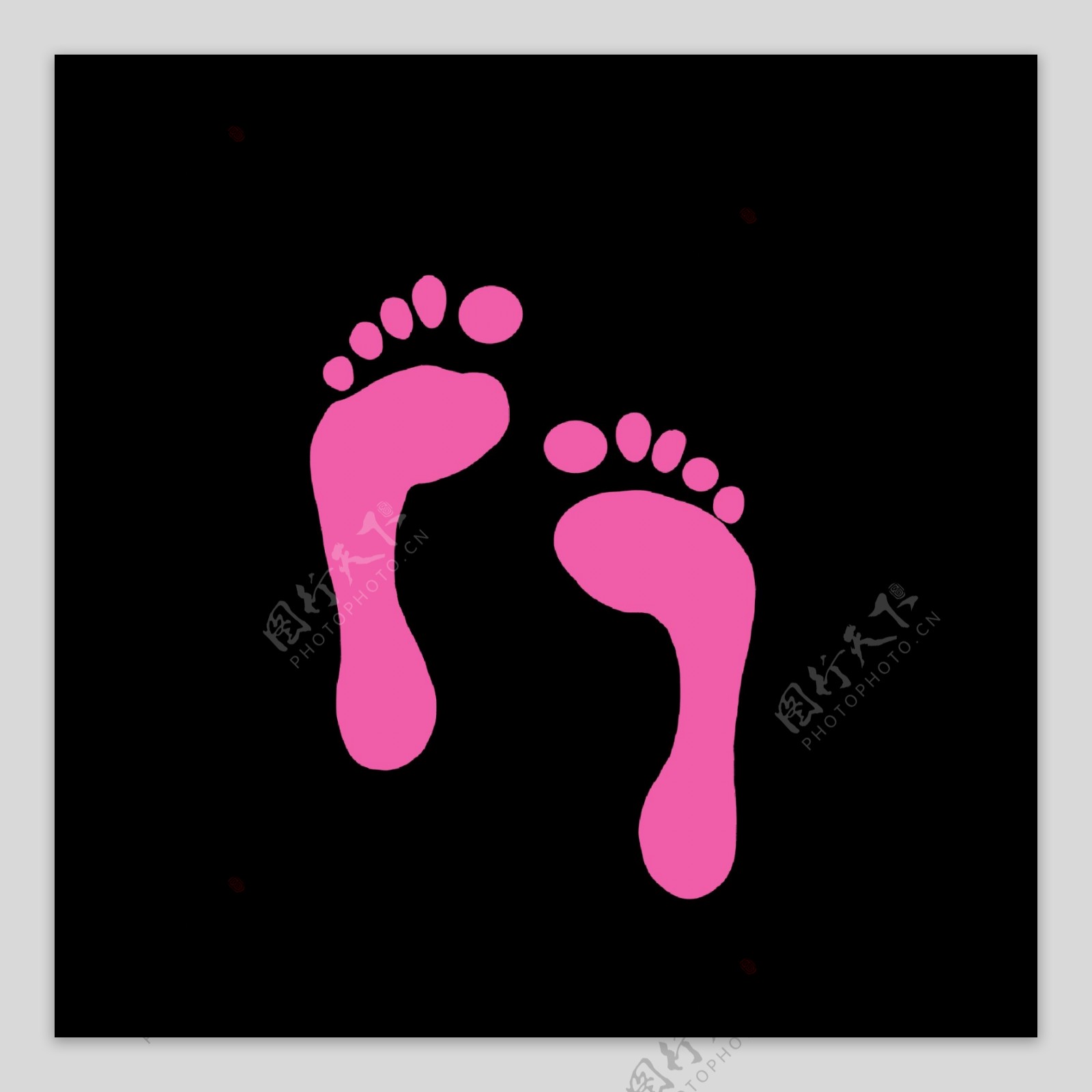 粉色人物形象脚印
