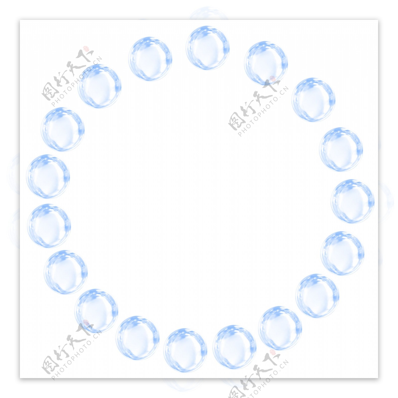 蓝色透明气泡圆形边框素材免费下载