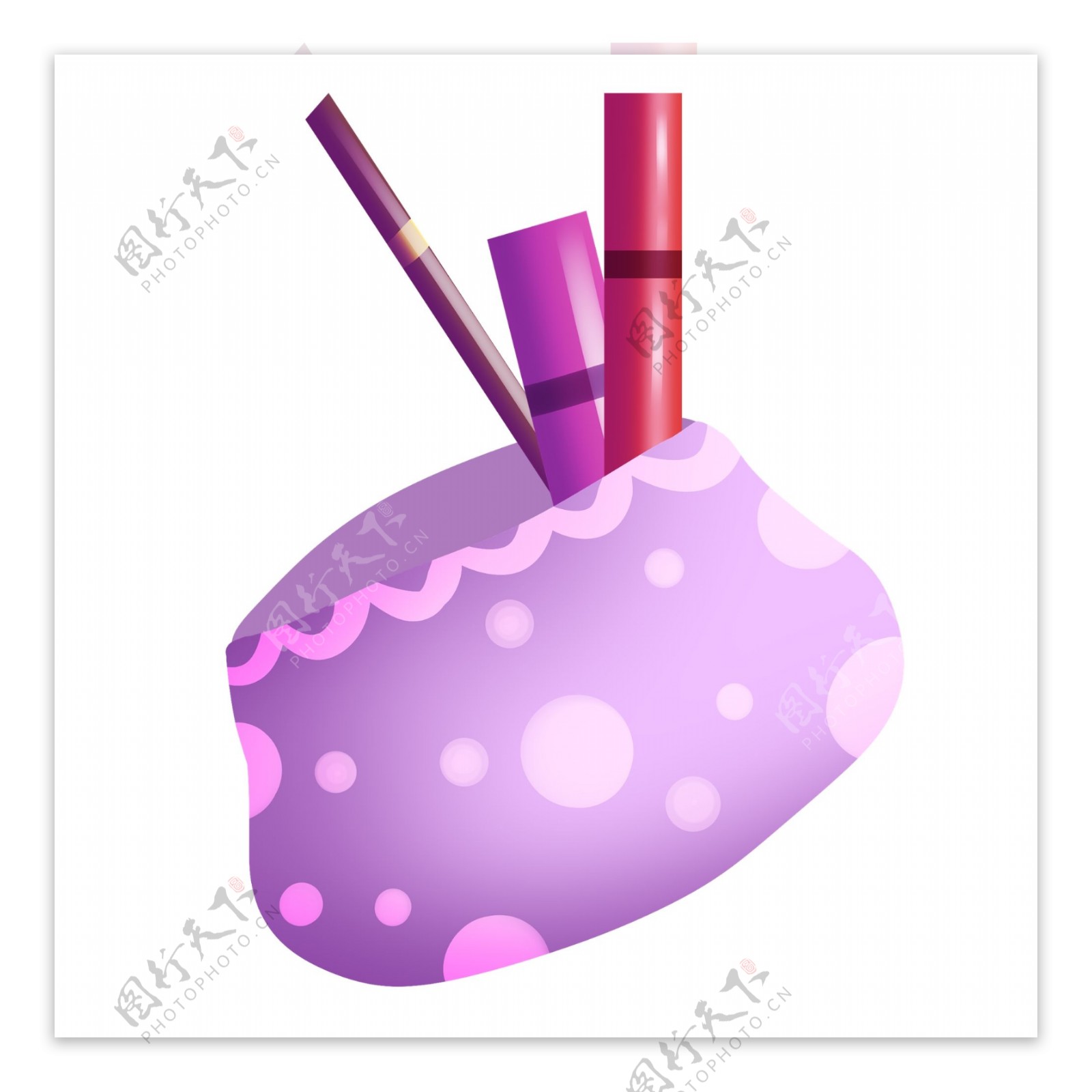 紫色化妆包和化妆品