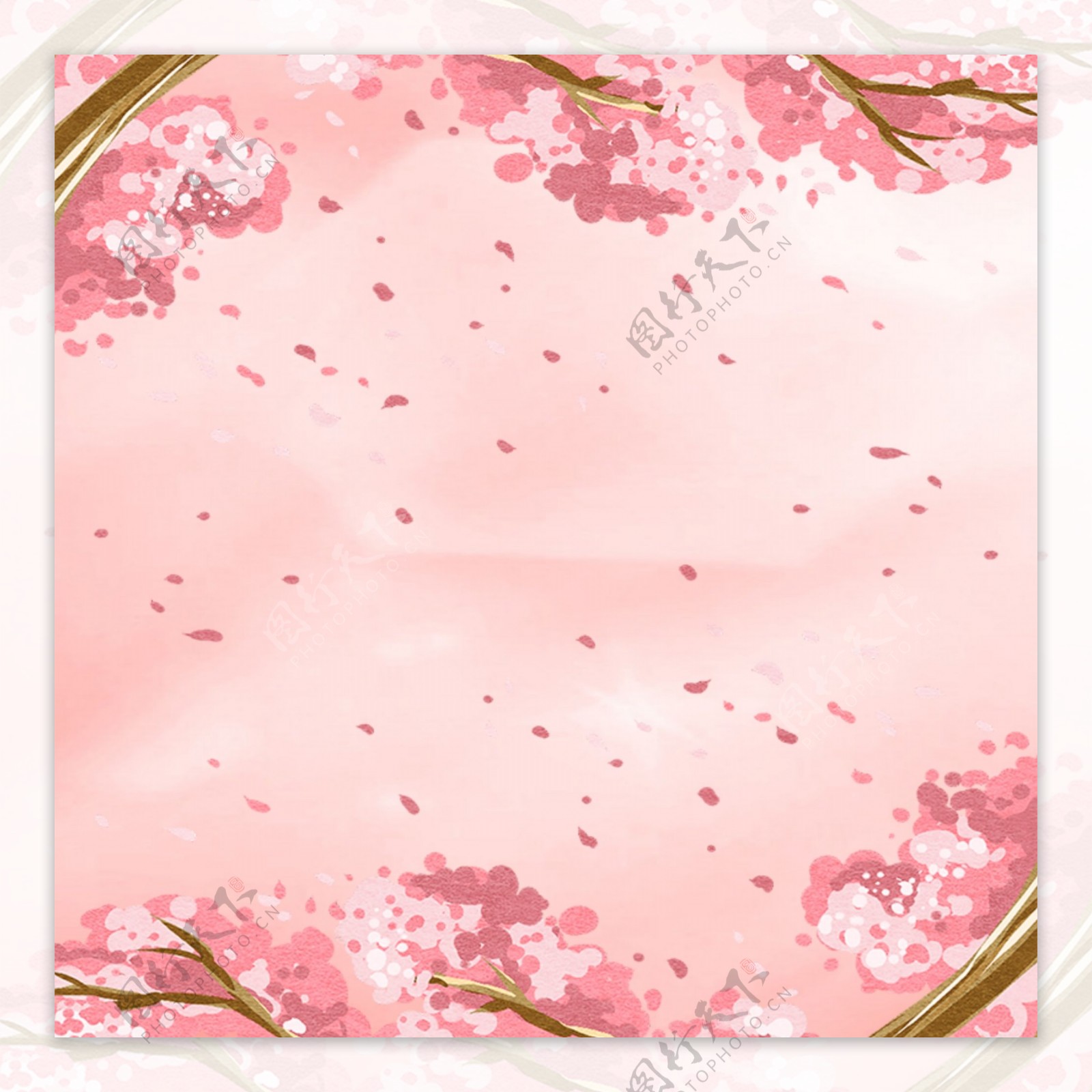 粉色花朵边框春天宣传背景素材