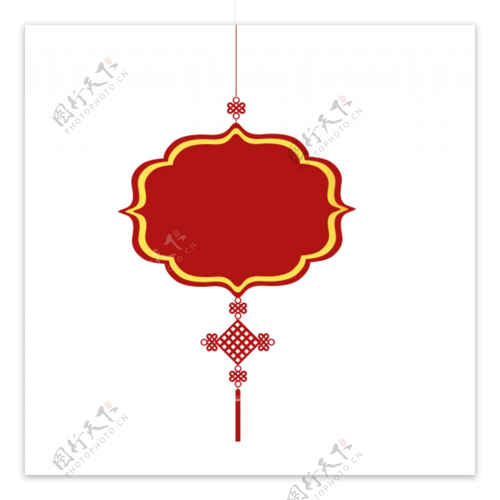 红色挂着中国结的异形边框